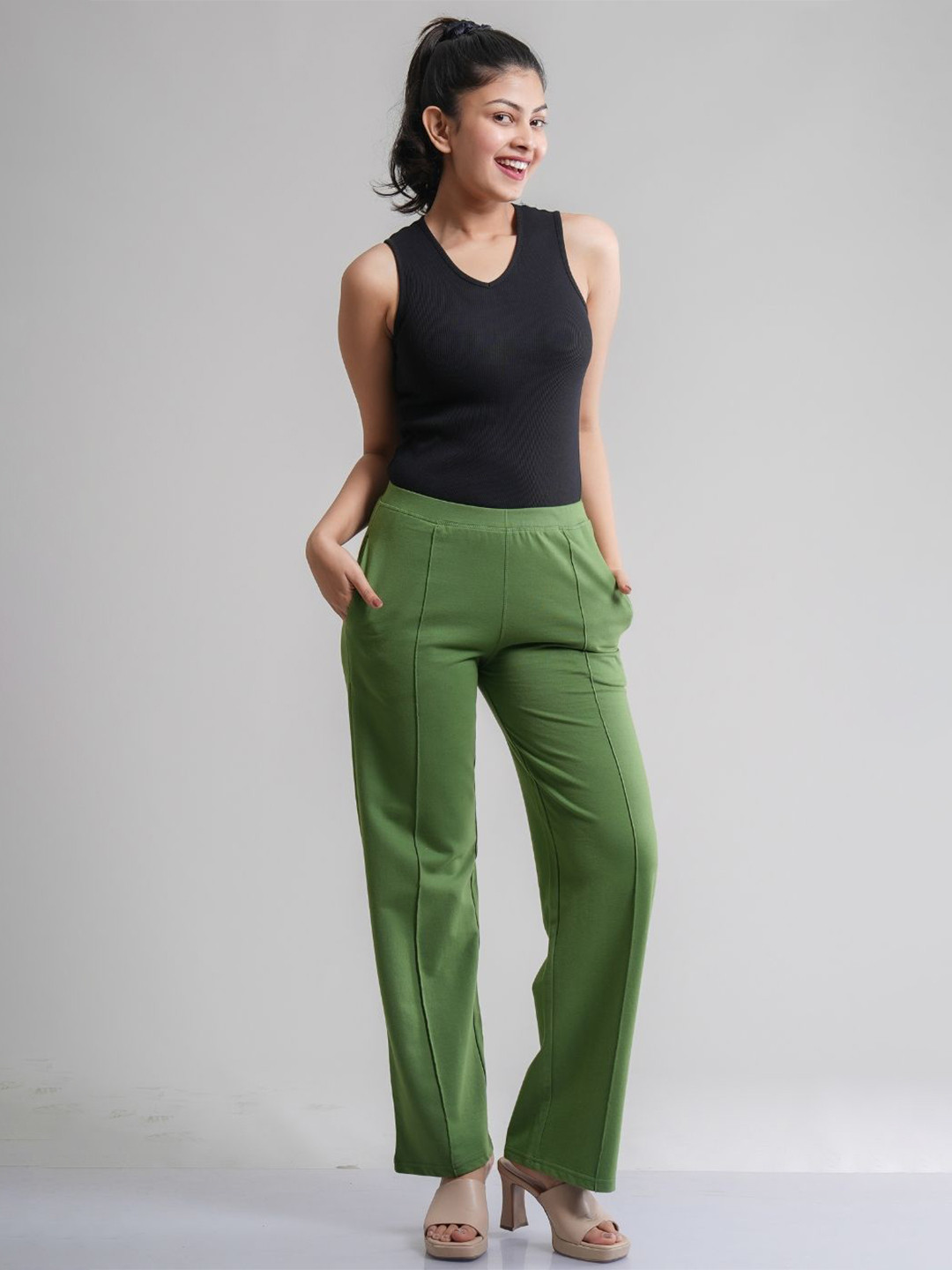 FLURR Women Ribbed Cotton V-Neck Tank Top