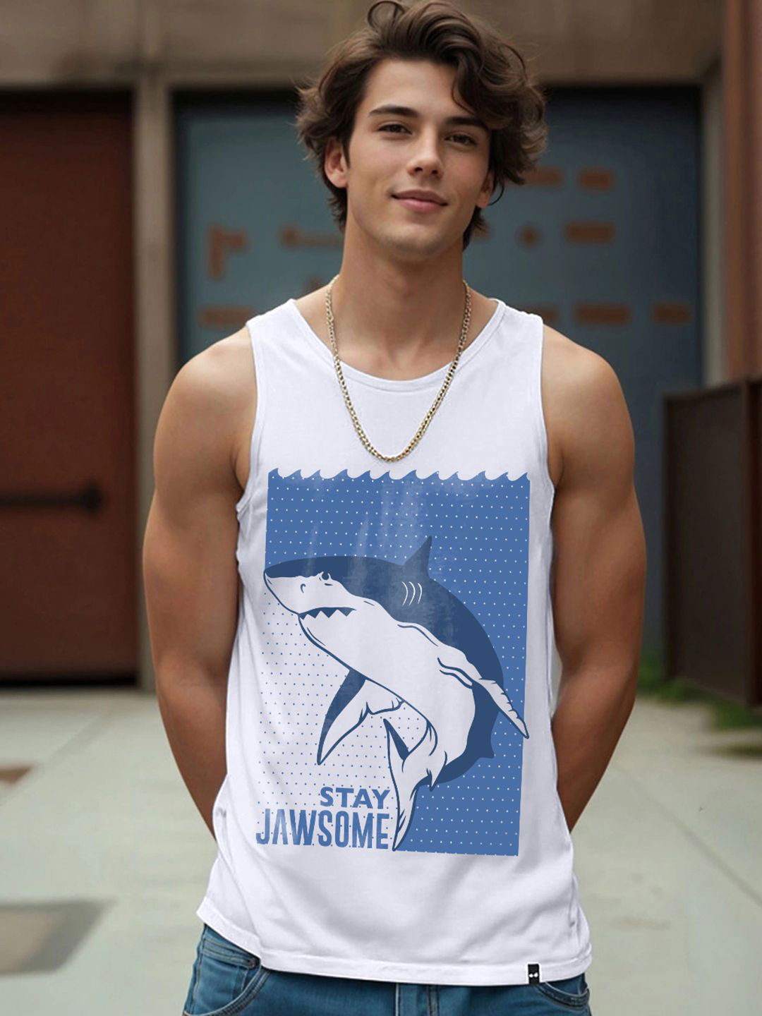 Bewakoof Jawsome Graphic Printed Cotton Tank Vest
