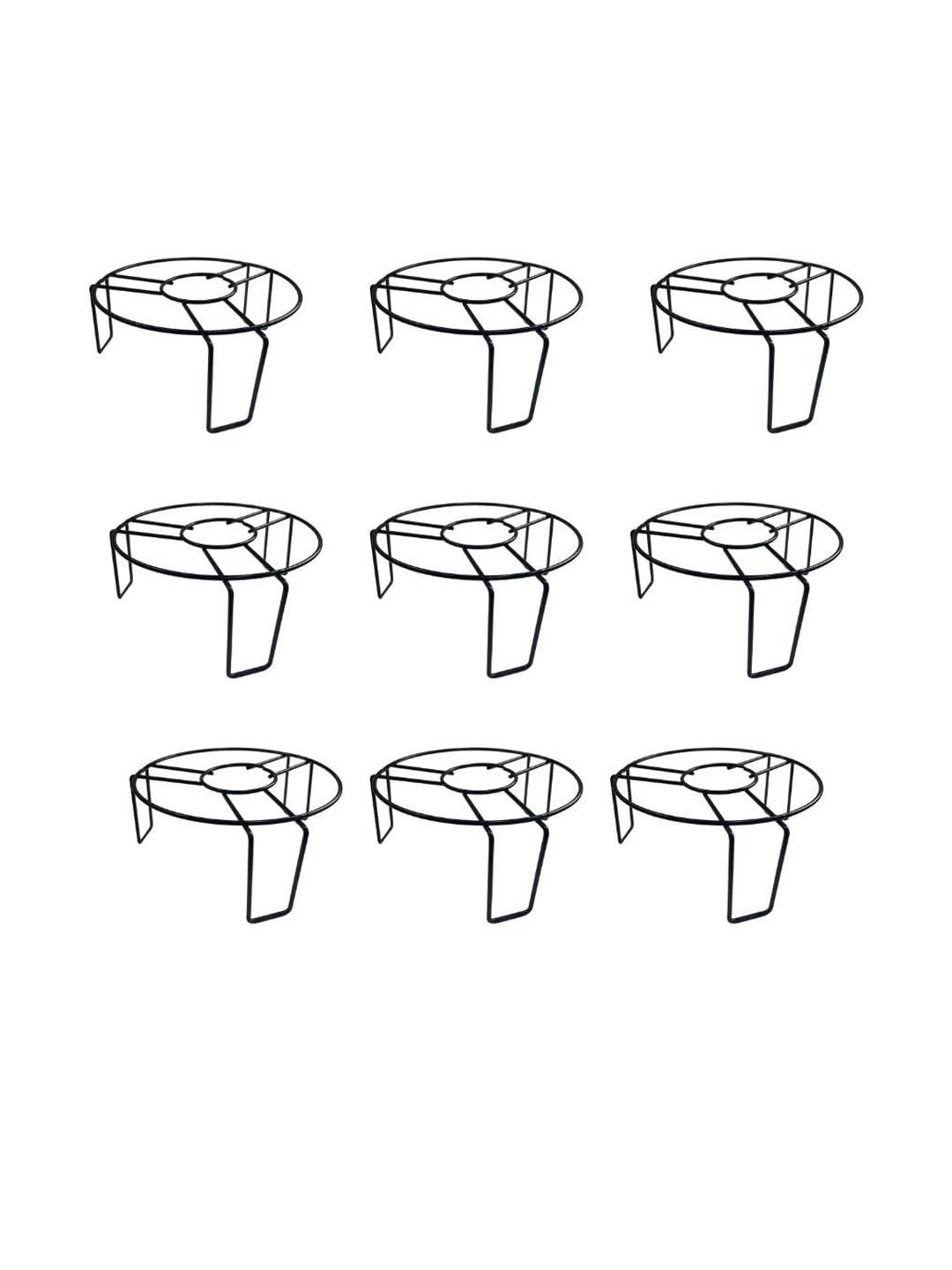 Go Hooked 9 Piece Black Textured Metal Plant Stands