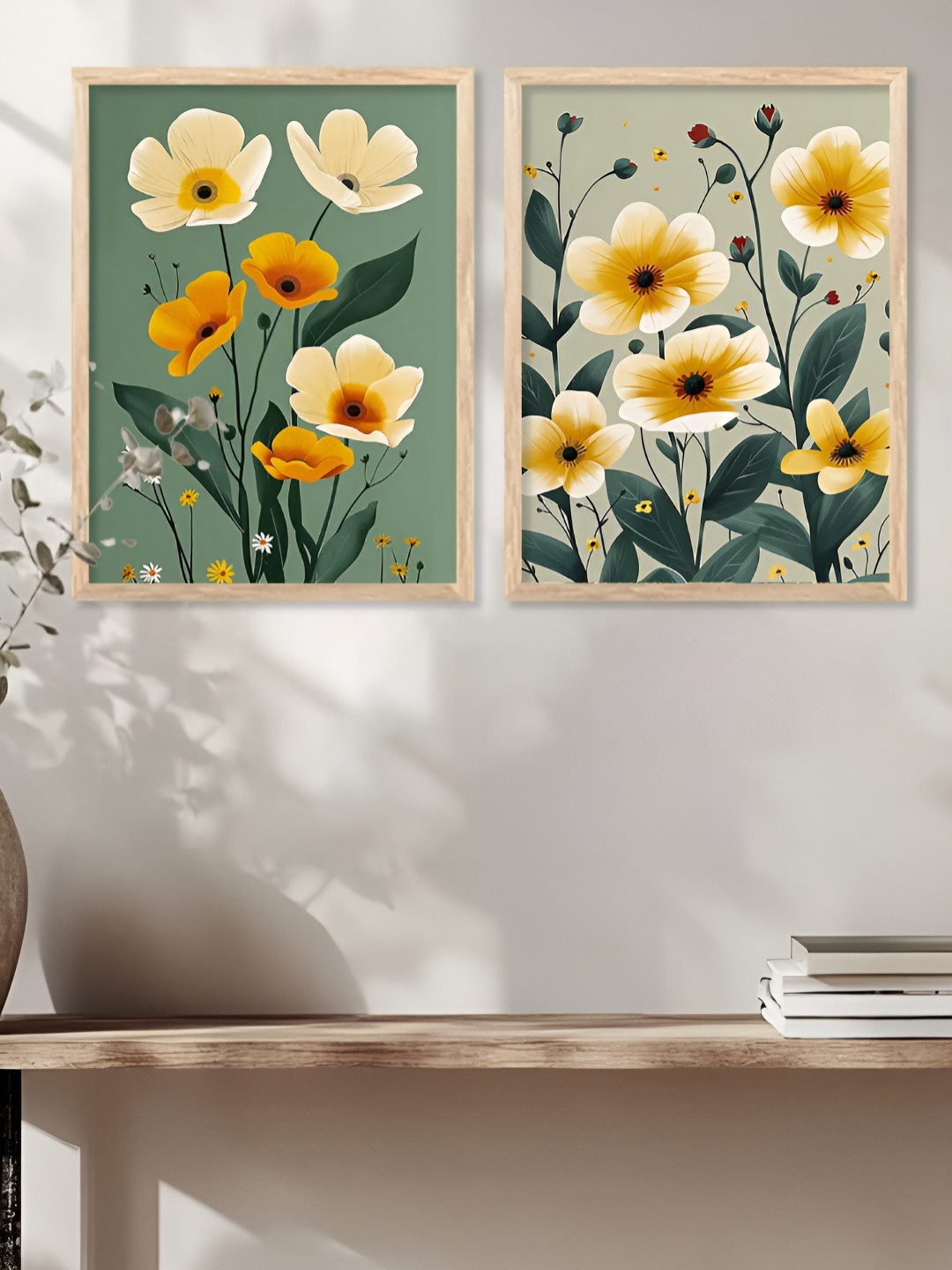 Kotart Brown And Orange 2 Piece Wood Abstract Wall Paintings