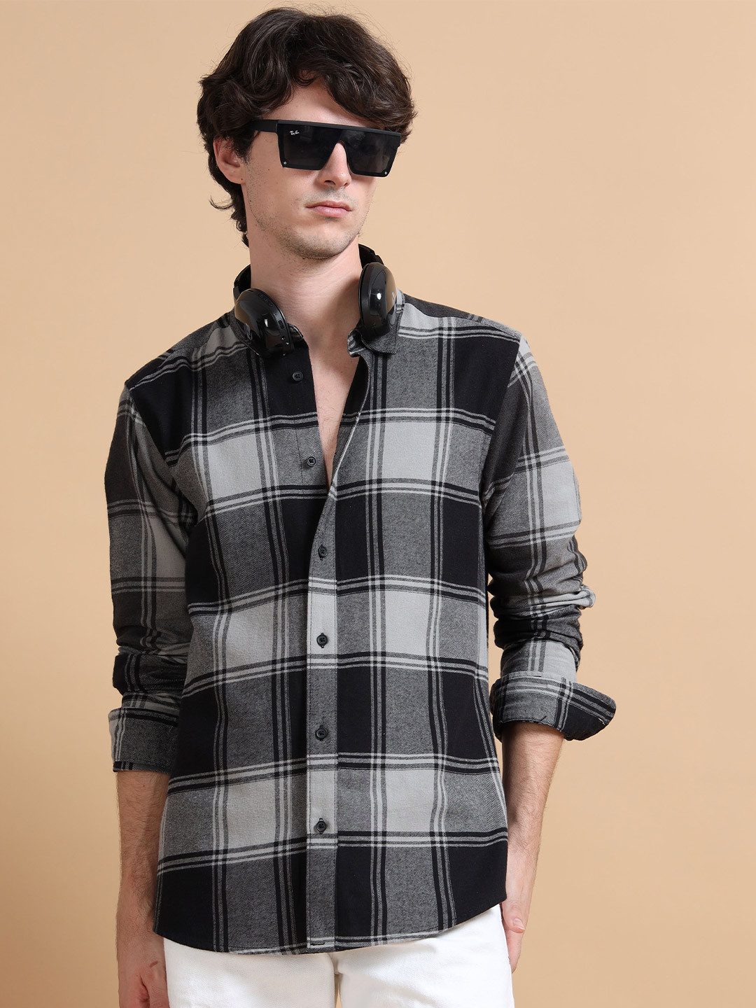 StitchX Men's Full Sleeve Brushed Cotton Checkered Shirt