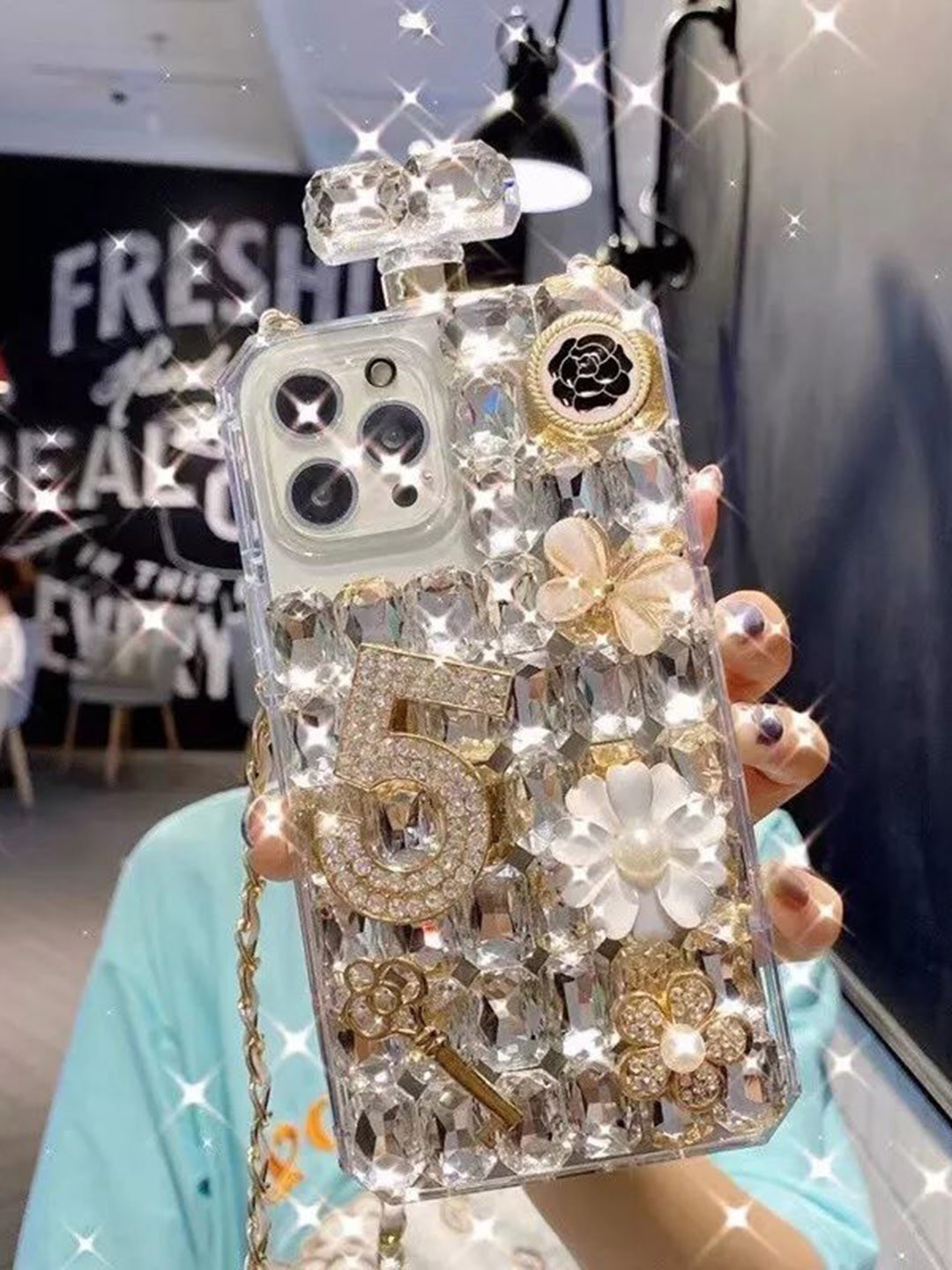 CASE CREATION iPhone 13 Pro Jewellery Rhinestones Back Case Mobile Accessories