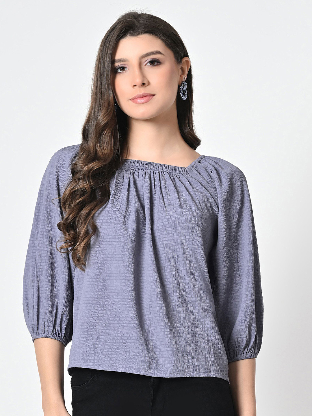 OTIRA Purple Square Neck Regular Top