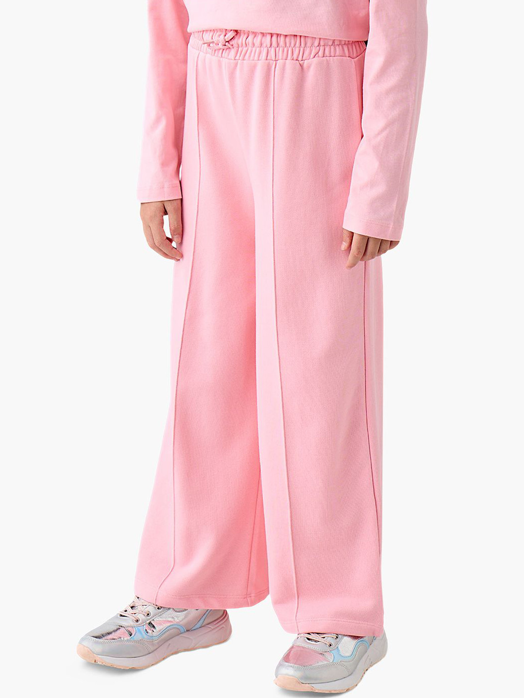 Juniors by Babyshop Girls Cotton Mid-Rise Wide-Leg Track Pants