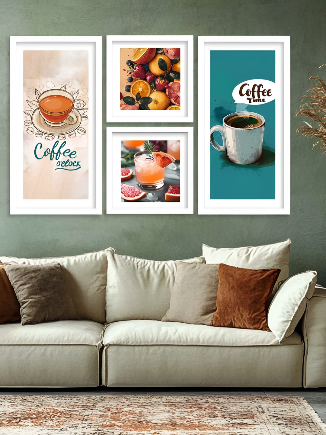 Kotart Blue & White 4 Pieces Restaurant Wooden Wall Arts