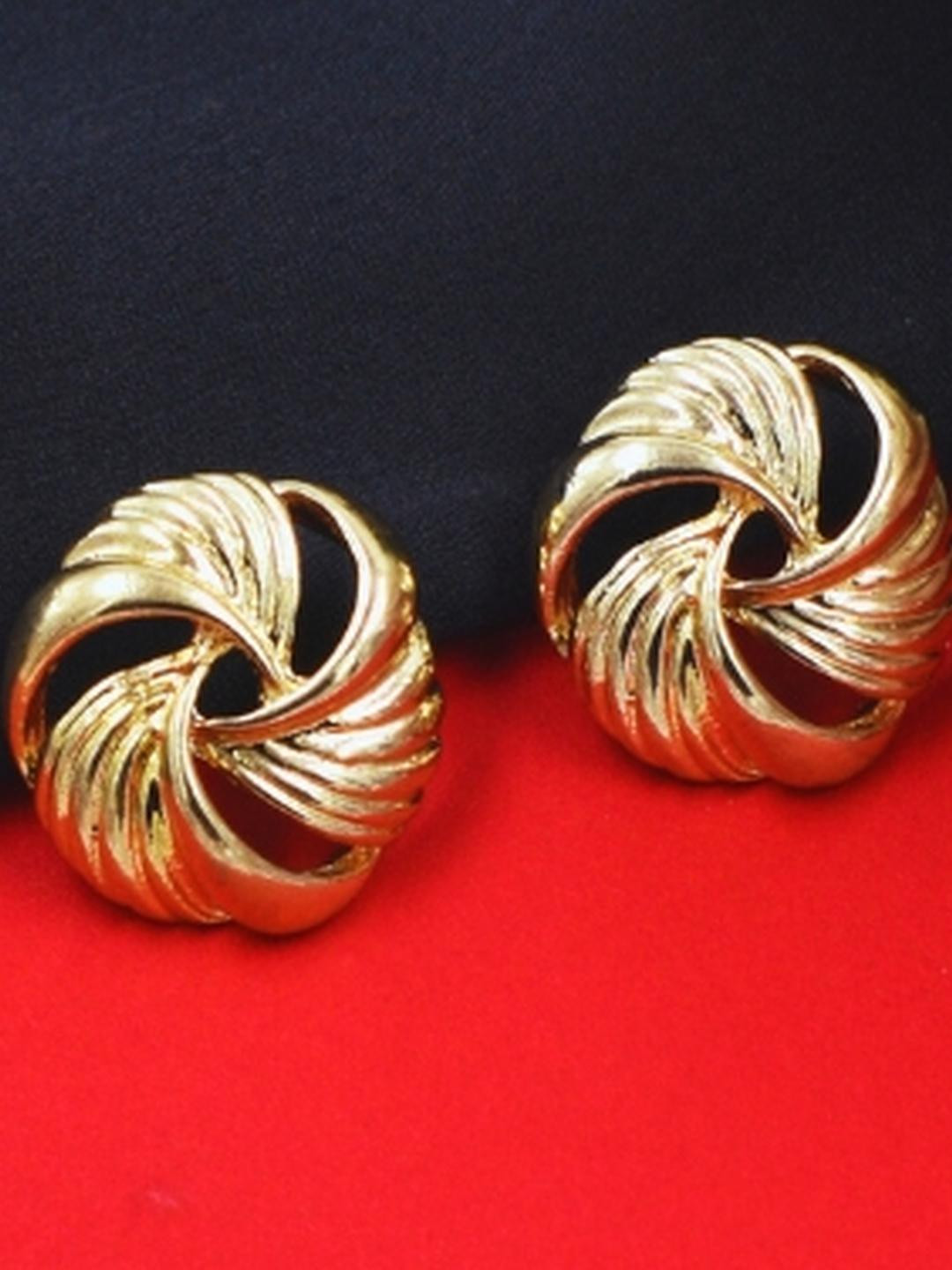J & C Fashion Arena Gold Plated Stud Earrings