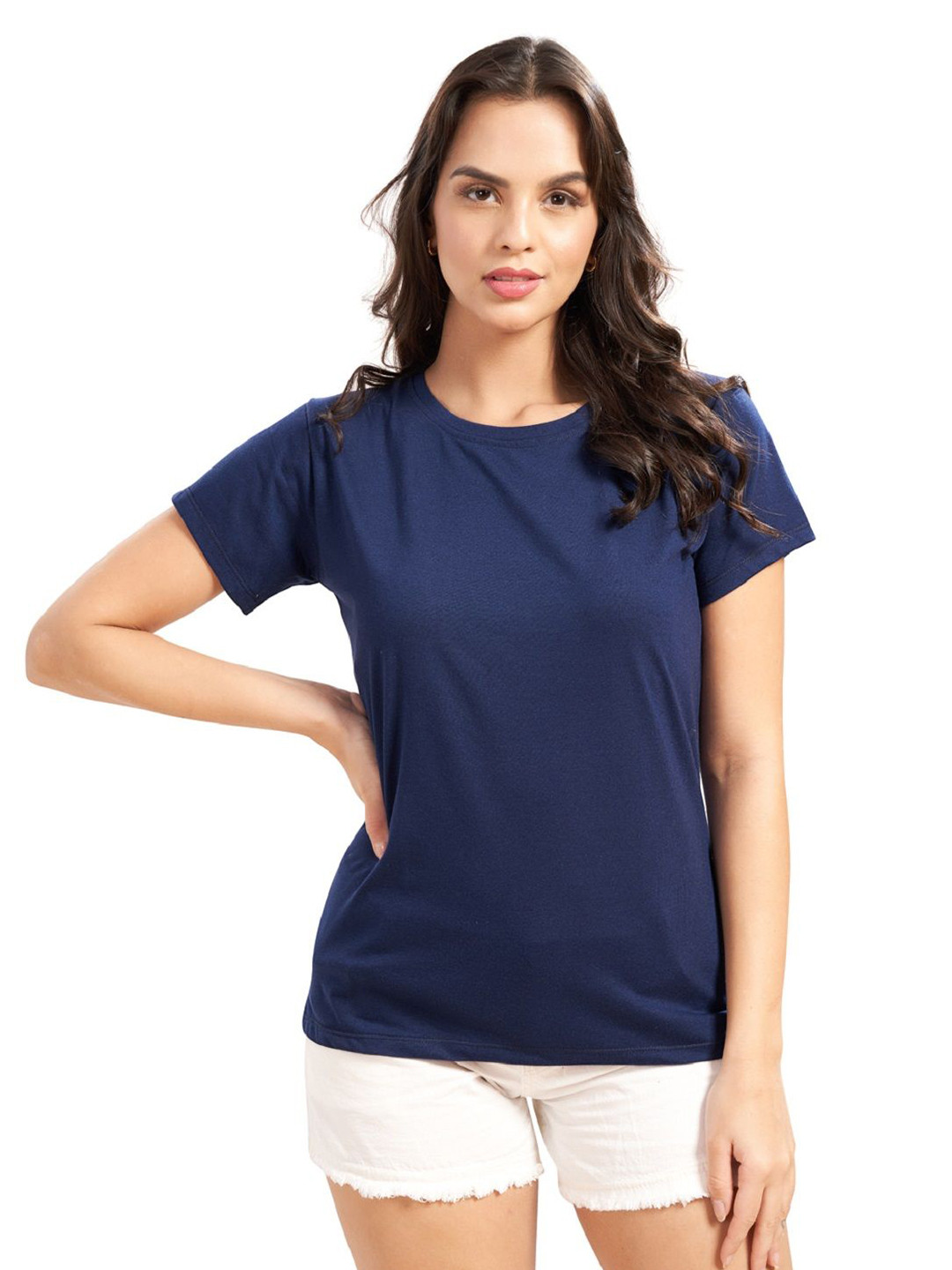 WEET Round Neck Half Sleeves Pure Cotton Regular Fit T-shirt