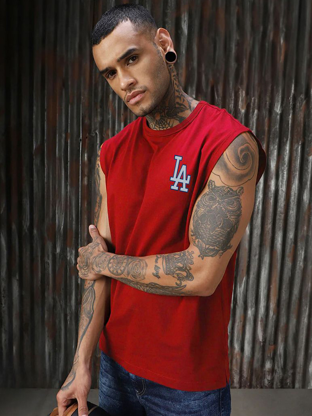 SZN Brand Logo Printed Round Neck Sleeveless T-shirt