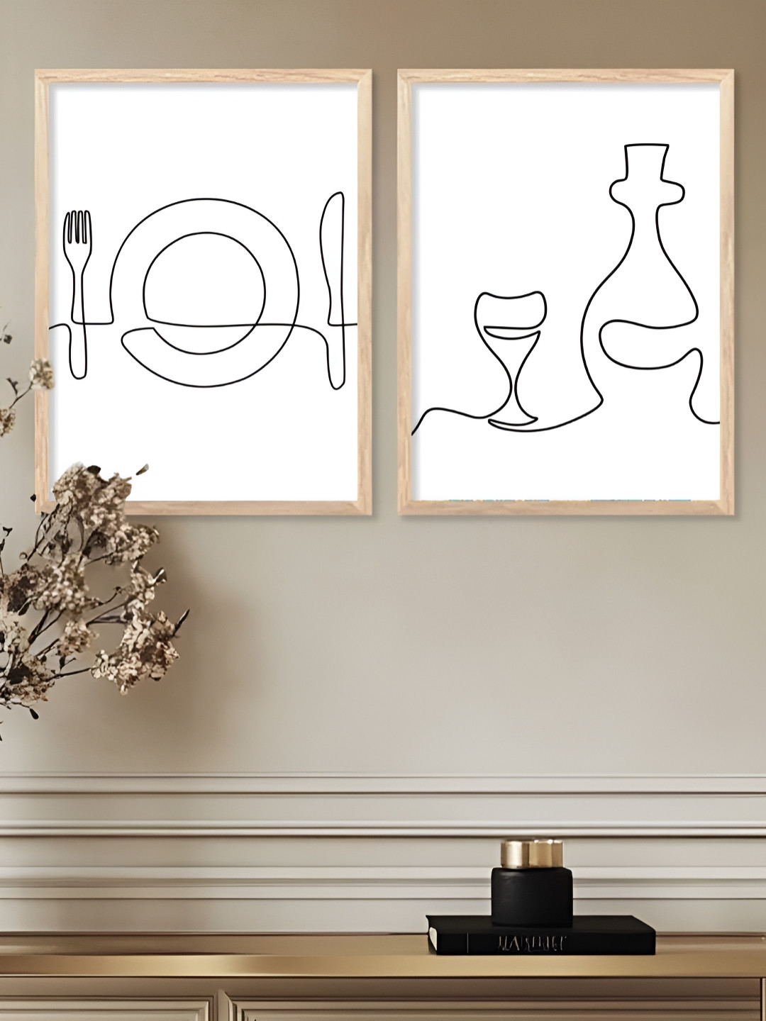 Kotart Brown, White & Black 2 Pieces Abstract Wooden Wall Arts