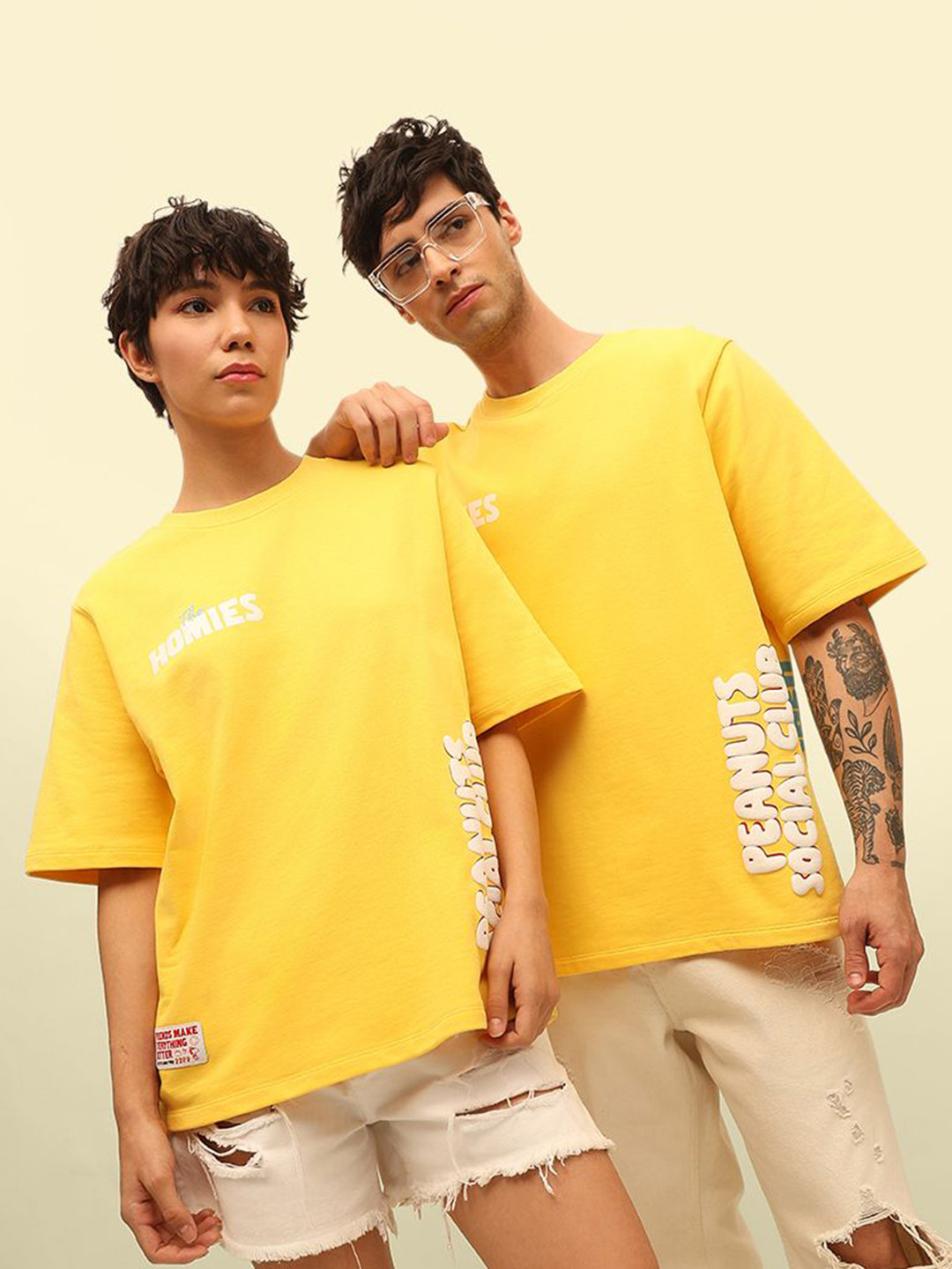 ONLY Pack Of 2 Typography Printed Round Neck Cotton Oversized T-shirts