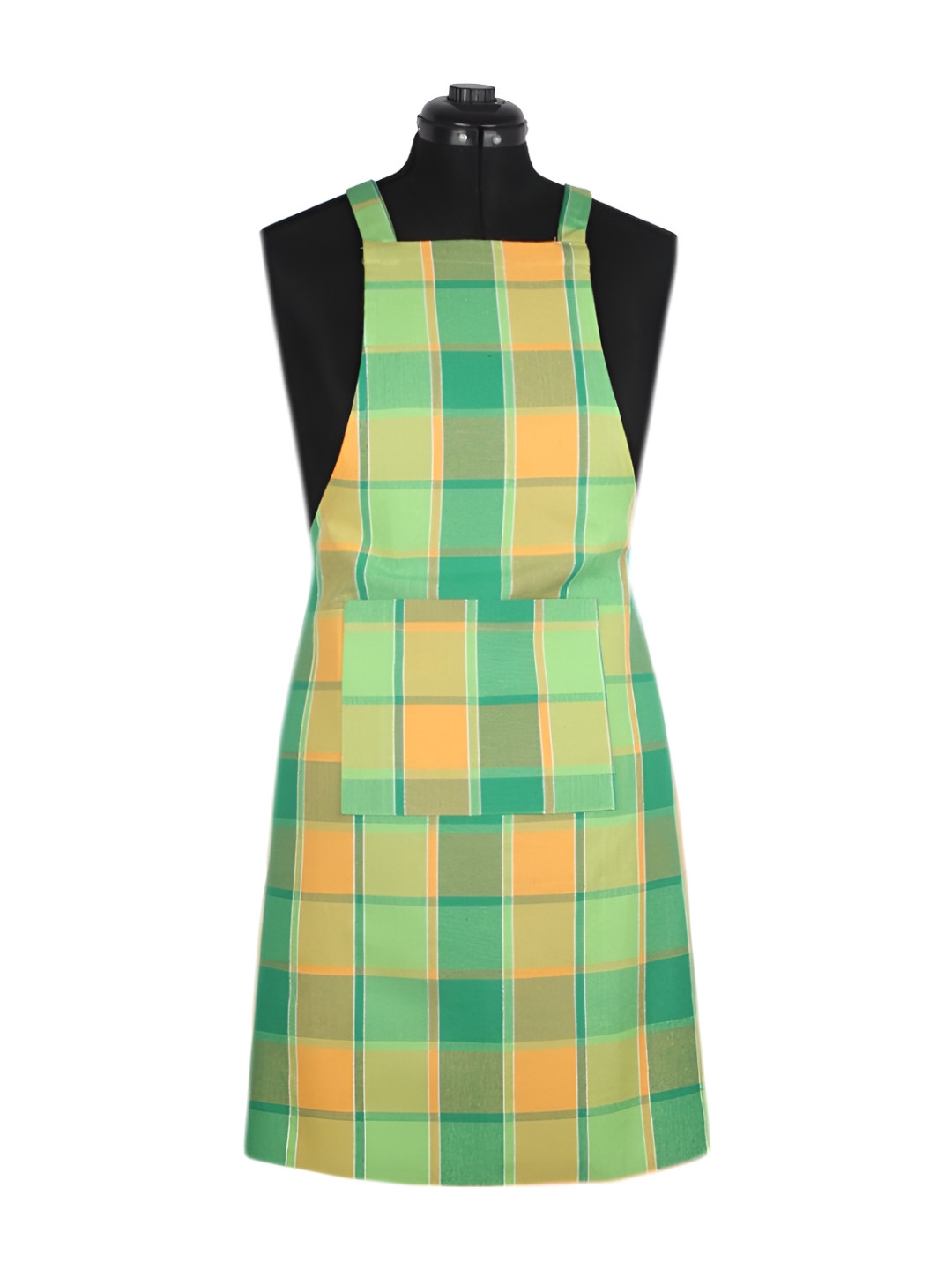 NewLadiesZone Green & Yellow Checked 250 GSM Pure Cotton Aprons