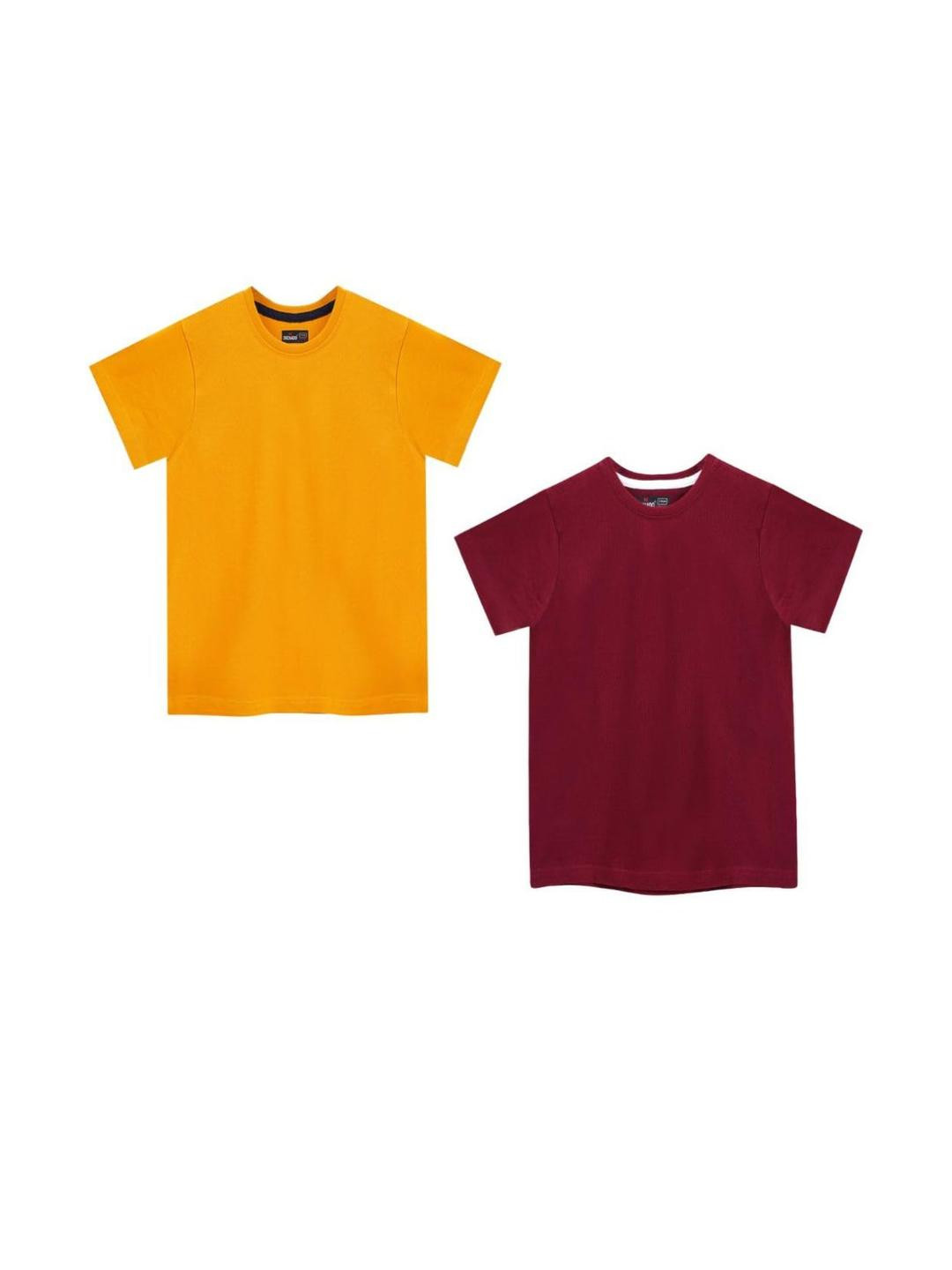 Dechado Boys Solid Round Neck T-shirts - Pack Of 2
