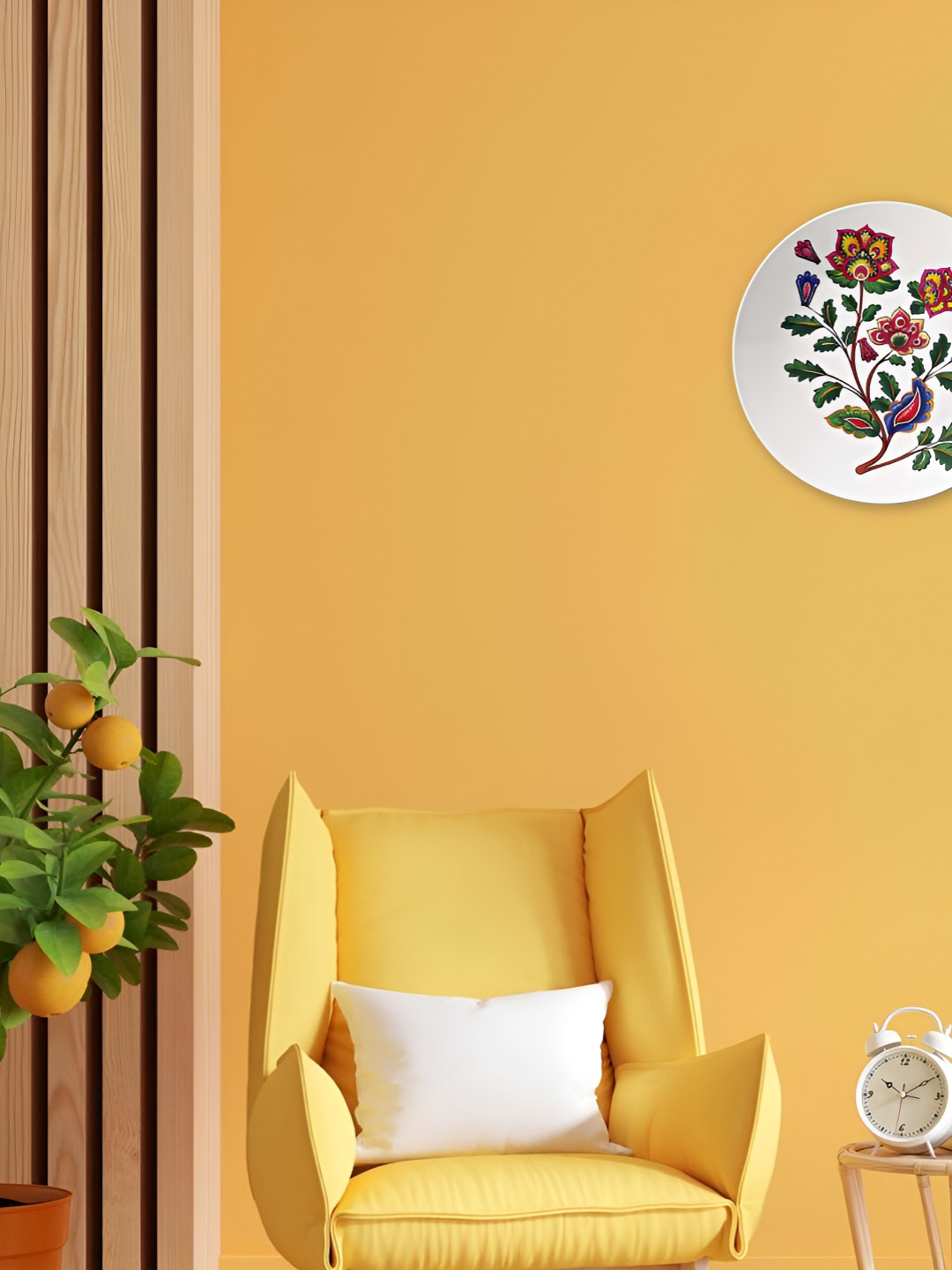 THE QUIRKY HOME Nature's Bloom Ceramic Floral Glossy Hanging Hall Wall Plates-9.8In