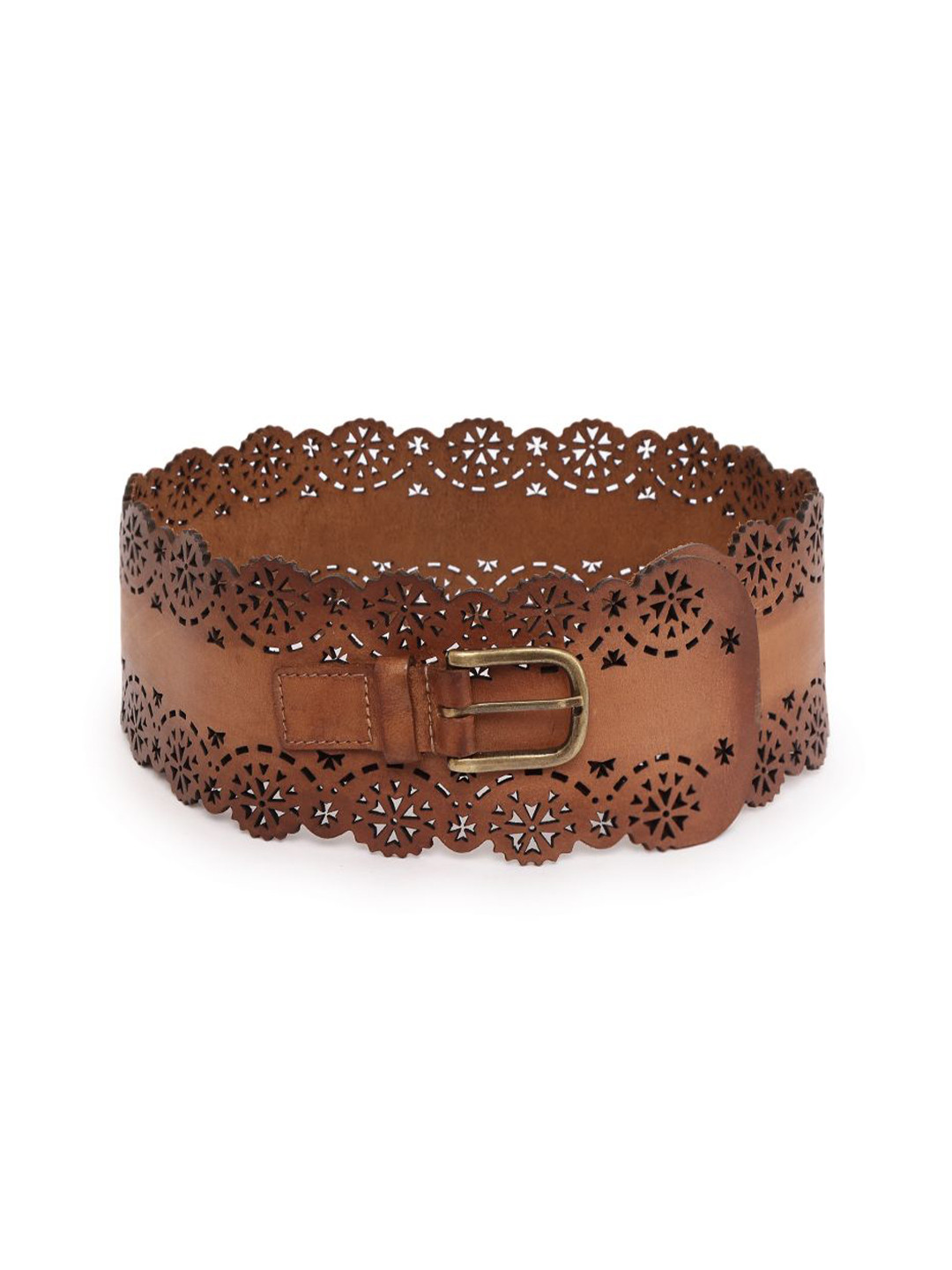 ART N VINTAGE Women Leather Laser Cut Belt