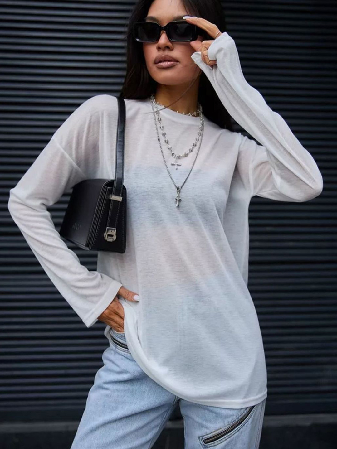 KPOP Drop-Shoulder Sleeves Round Neck T-shirt