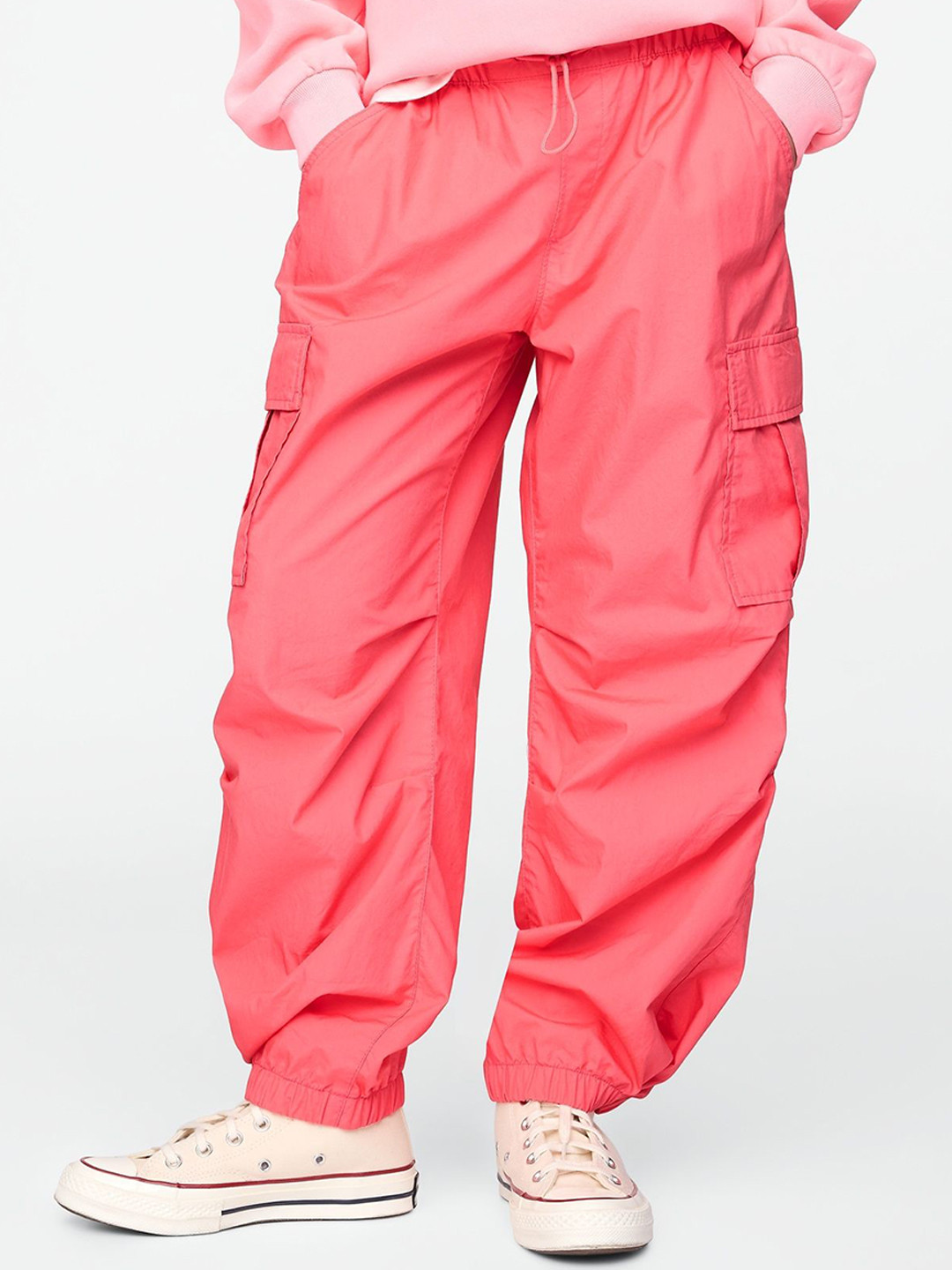 GAP Girls Pure Cotton Tapered-Fit Pull-On Parachute Trousers