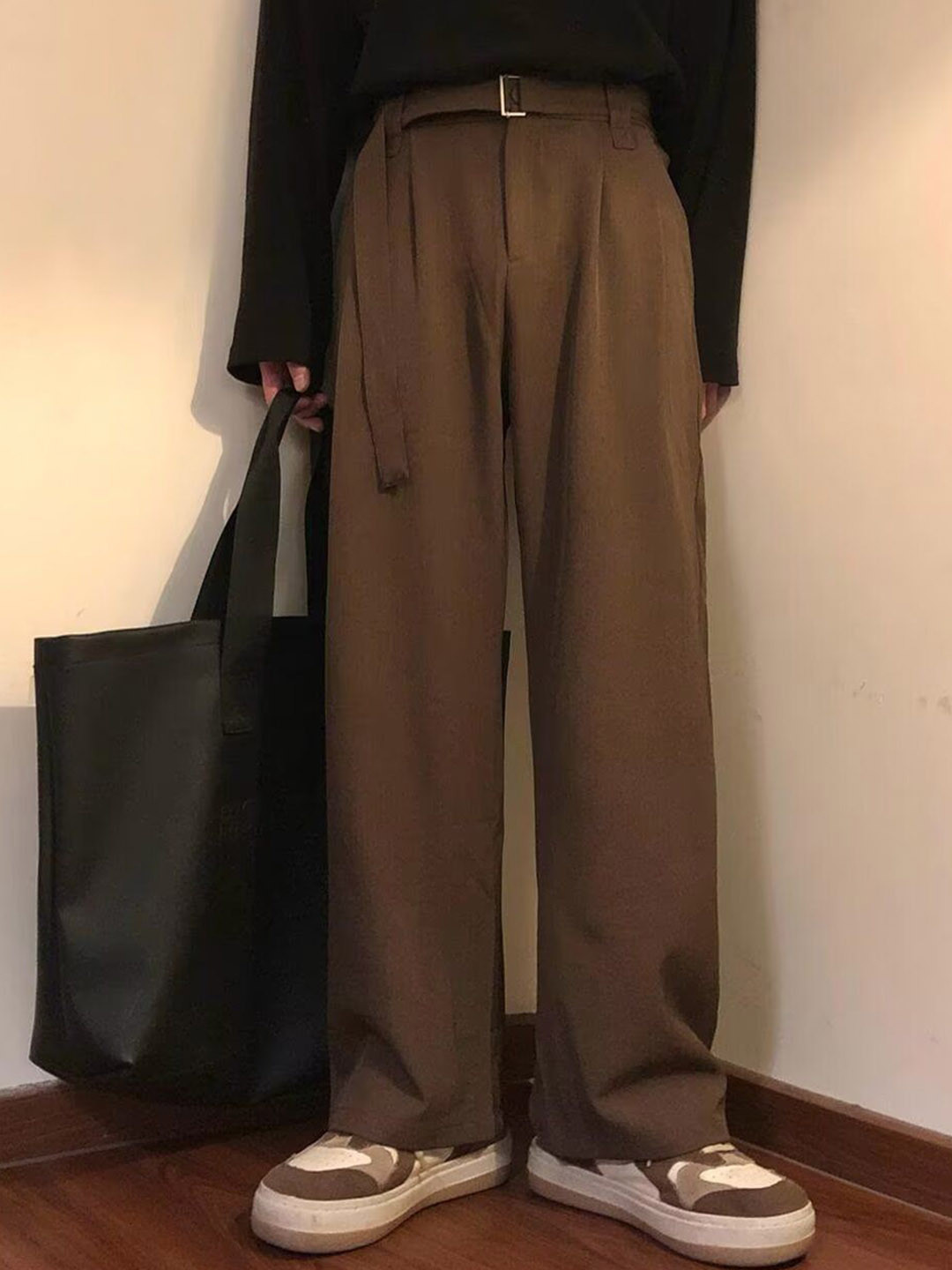 StyleCast x Revolte Men Loose Fit Plain Wide Leg Trousers