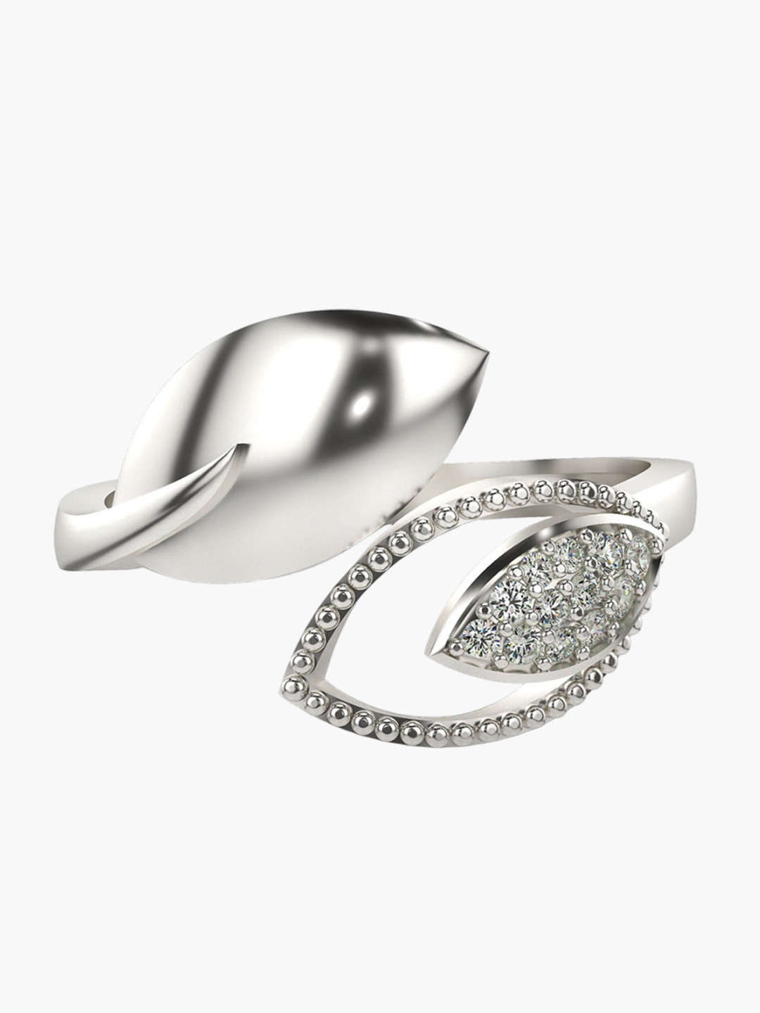 VALANOVA Women Sterling Silver Plated with White Gold & Certified Lab Grown Diamond Ring