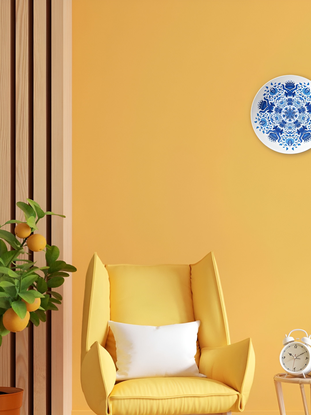 THE QUIRKY HOME Blue Floral Premium Ceramic Glossy Hanging Hall Wall Plates-10In