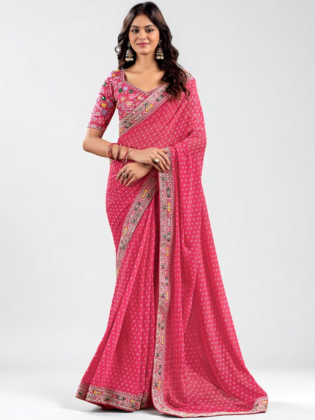 Vipra Designer with Blouse| Saree with Lace Border