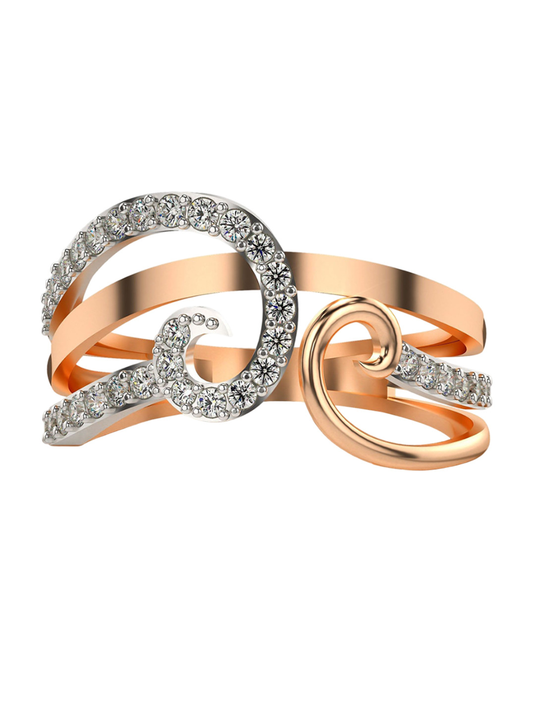 VALANOVA Sterling Silver Rose Gold Plated Diamond Ring