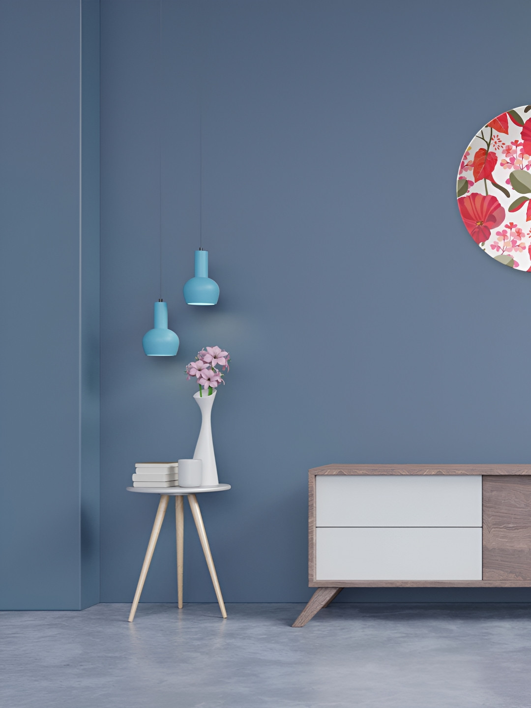 THE QUIRKY HOME Watercolor Flower Ceramic Floral Glossy Hanging Hall Wall Plates-9.8In