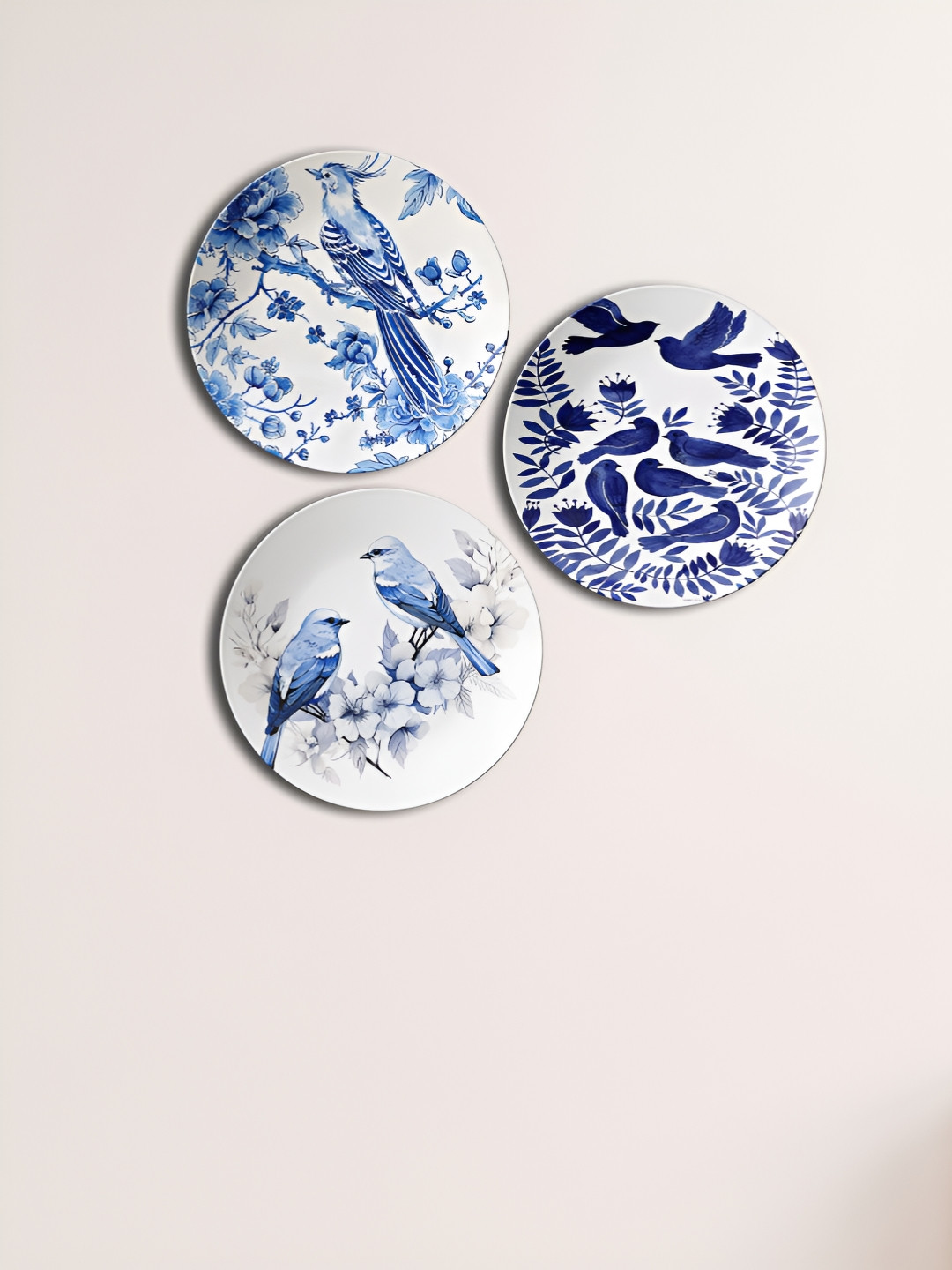 THE QUIRKY HOME with a Wingbeat Ceramic Bohemian Glossy Hall 3Pcs Wall Plates-9.8In
