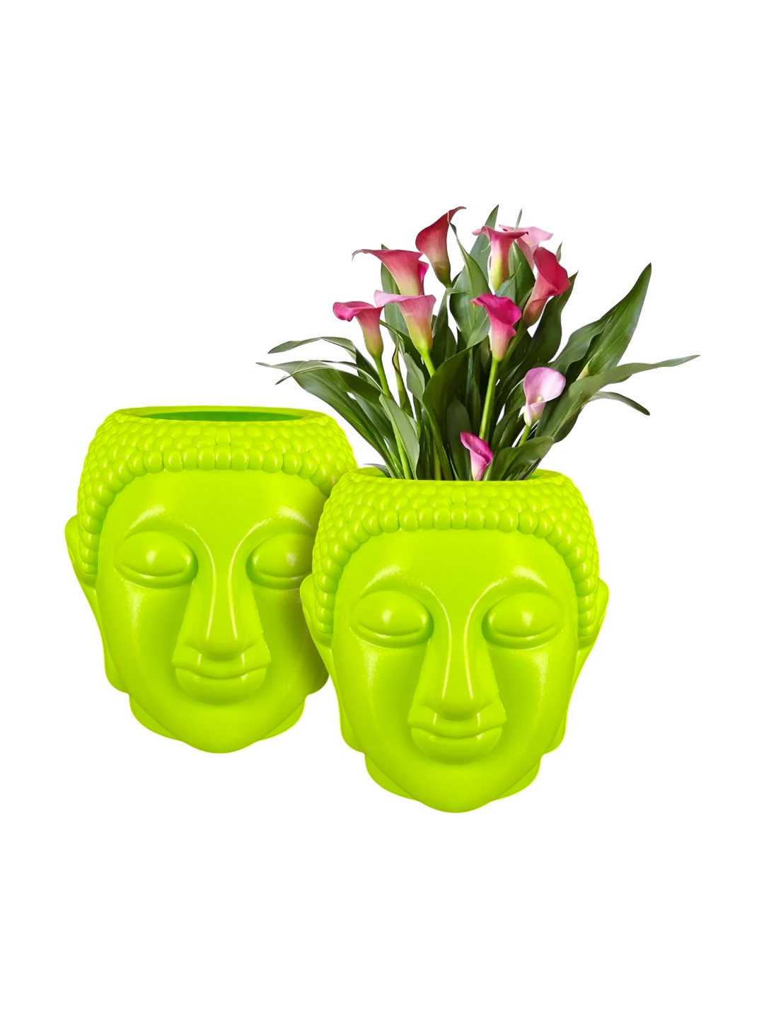GARDEN'S NEED 2Pcs Green Textured Face Planters