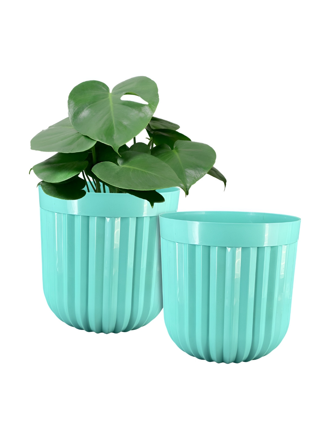 GARDEN'S NEED 2-Pcs Turquoise Blue Textured Planters