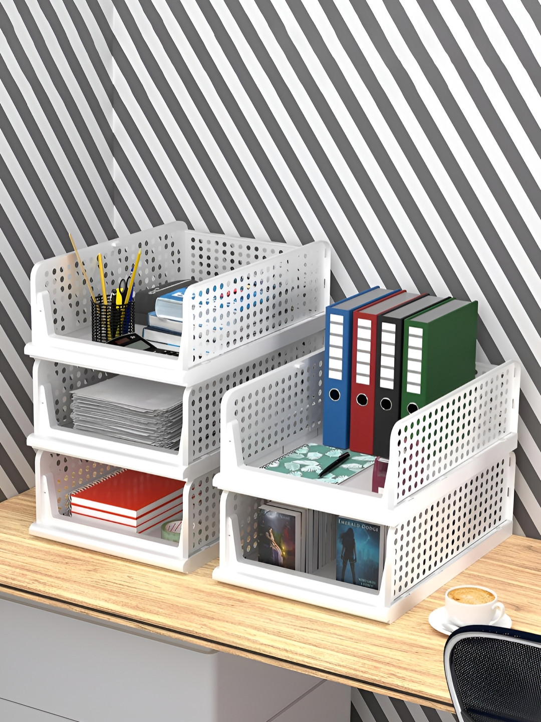 Aura White 5 Pieces Desk Organisers