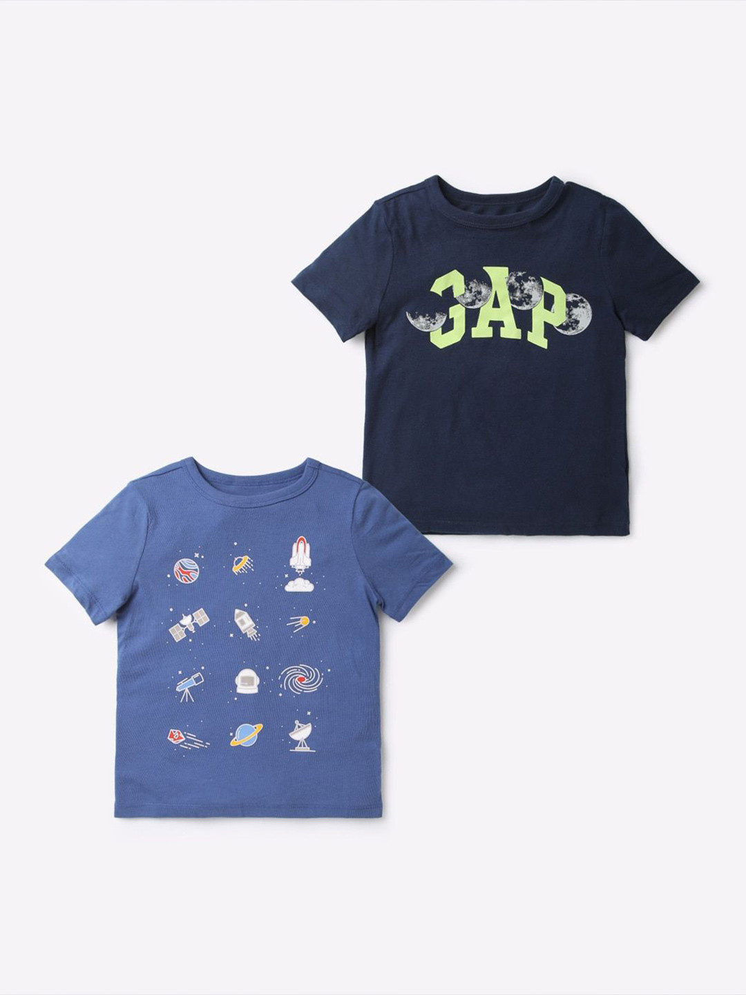 GAP Boys Pack of 2 Graphic Printed Round Neck Cotton T-shirts
