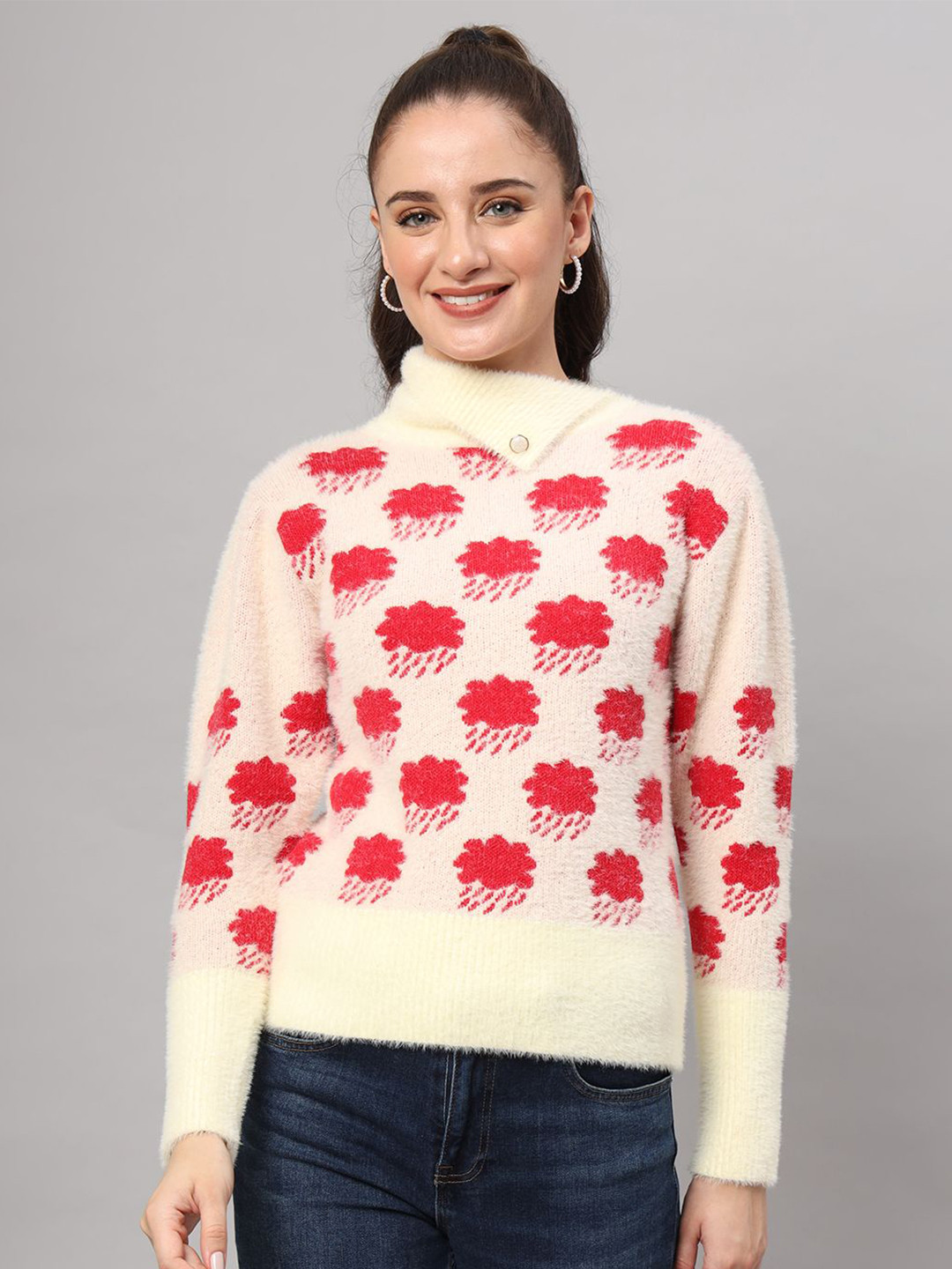 MODKLINE WITH MK Cloud Woven Design Woollen Pullover Sweater