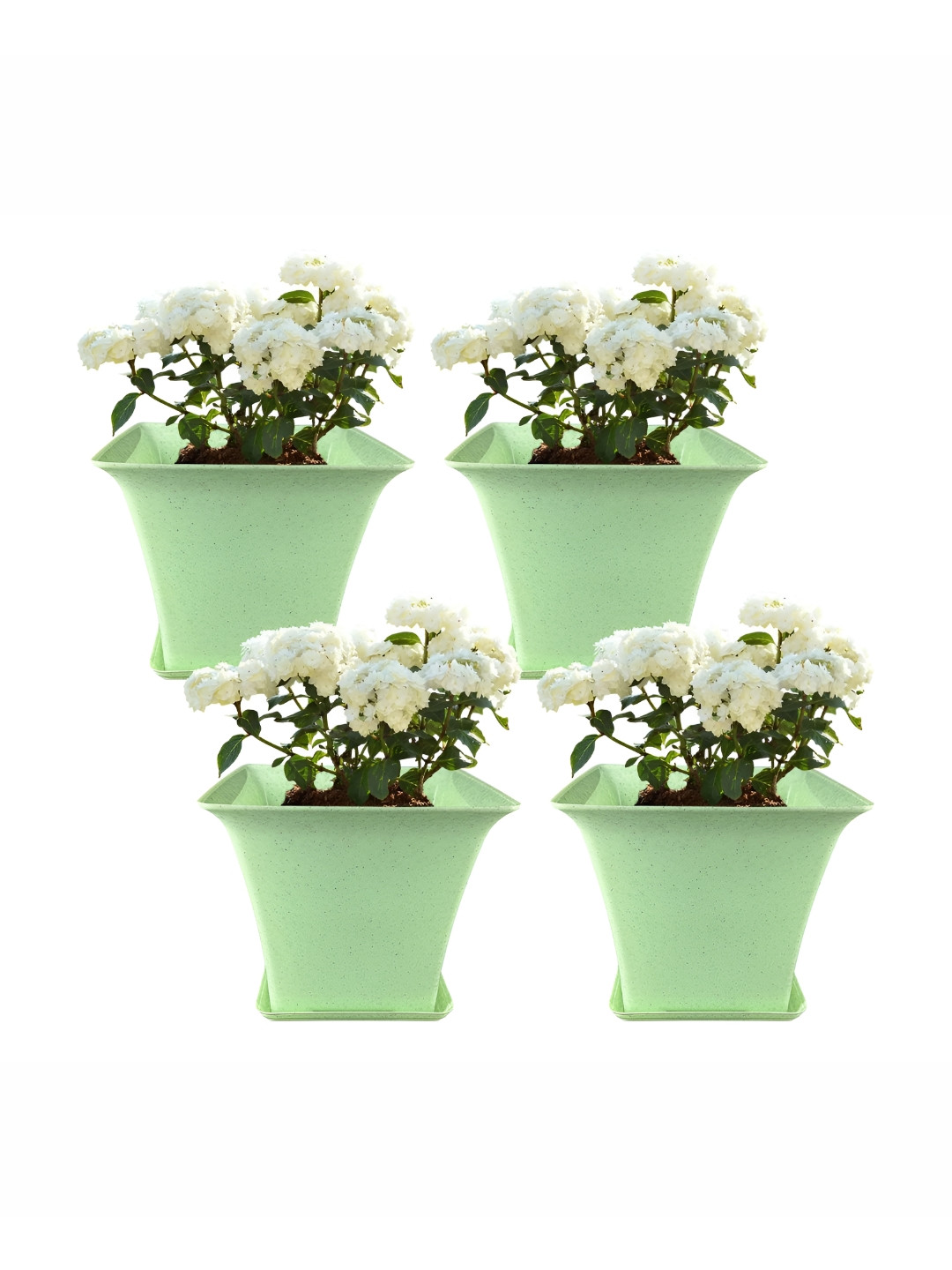 GARDEN'S NEED Set Of 4 Green Marble Finish Planters