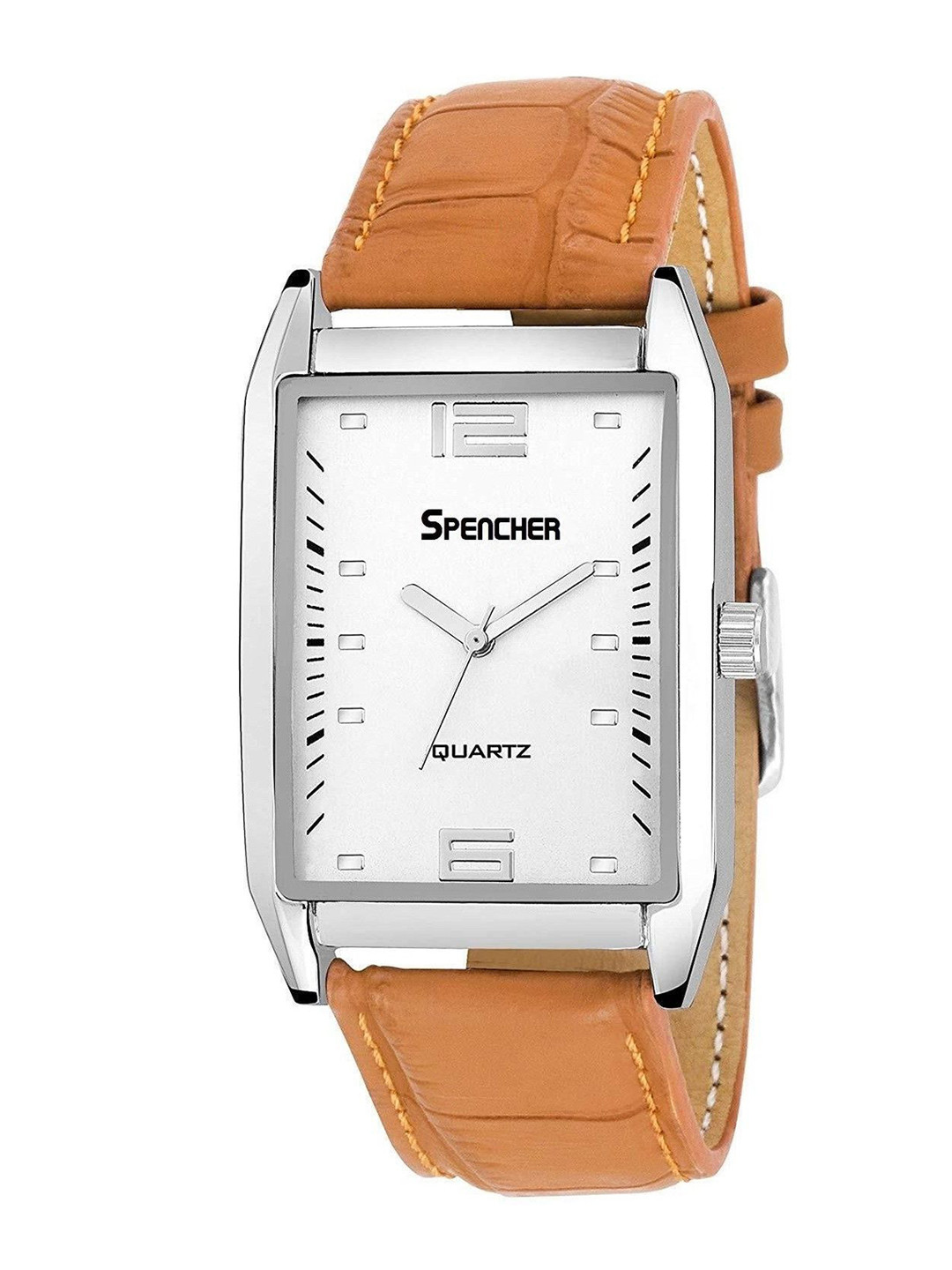 SPENCHER Men Brass Dial & Leather Straps Analogue Watch Spencher Imperial White Dial Tan