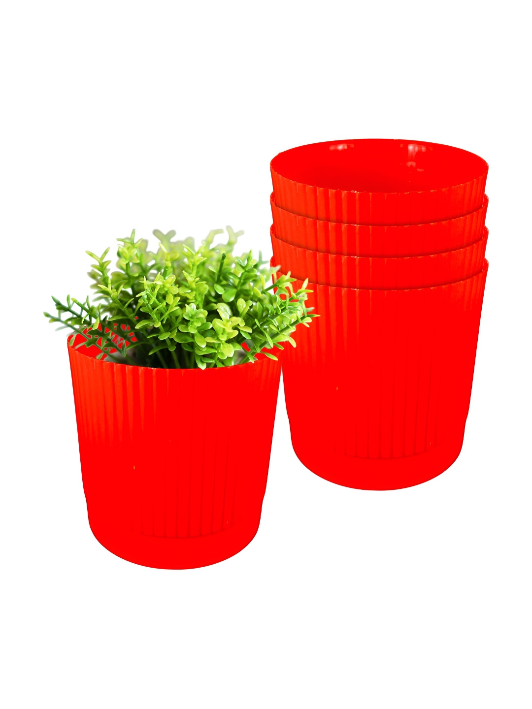 GARDEN'S NEED Scovpa Red 5 Pieces Textured Planters
