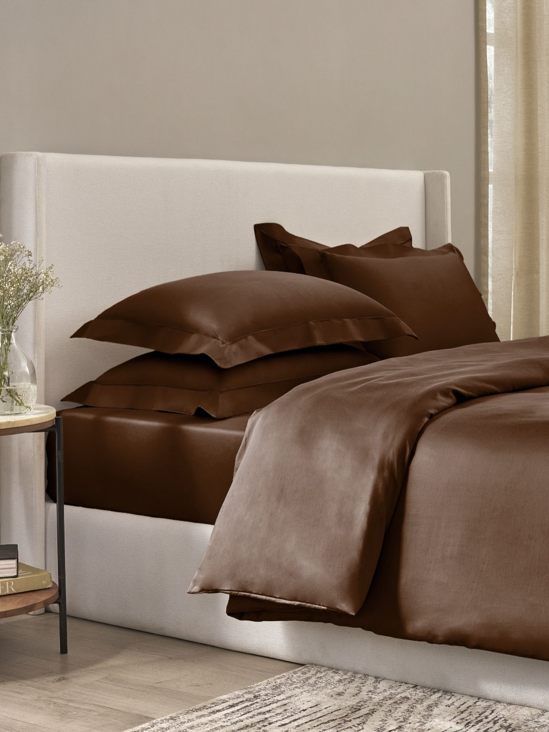 SANSAAR A DDECOR BRAND LIVE CONSCIOUSLY Sansaar Plains Brown 2Pcs Pure Cotton Pillow Cover