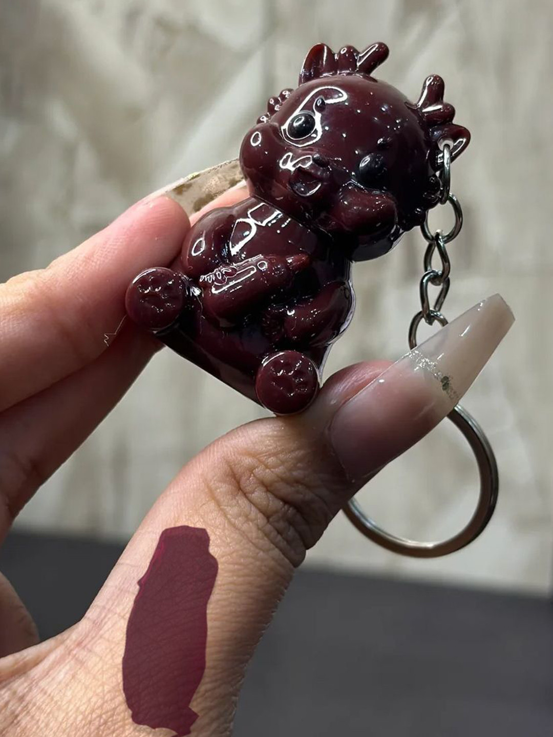 Adbeni Cartoon Keychain Lip Gloss 5ml - Brown