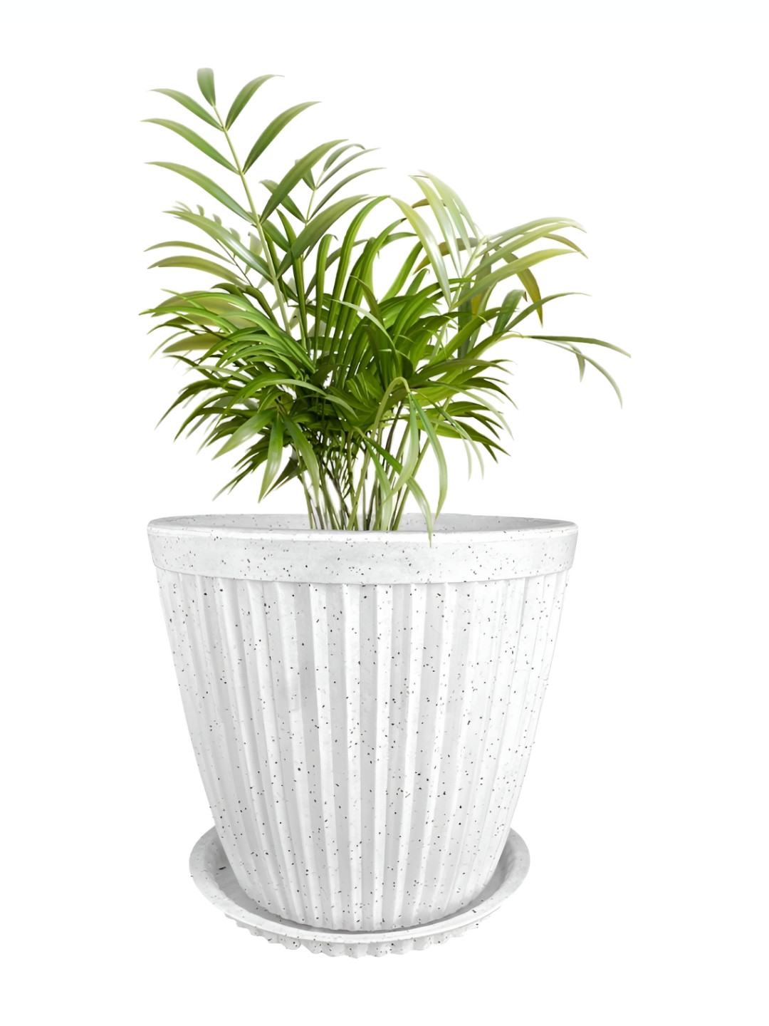 GARDEN'S NEED Paris White Textured Planters With Tray