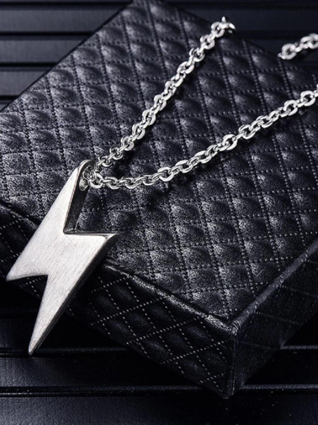 Teeragaj Silver-Toned Lightning Pendant with Chain