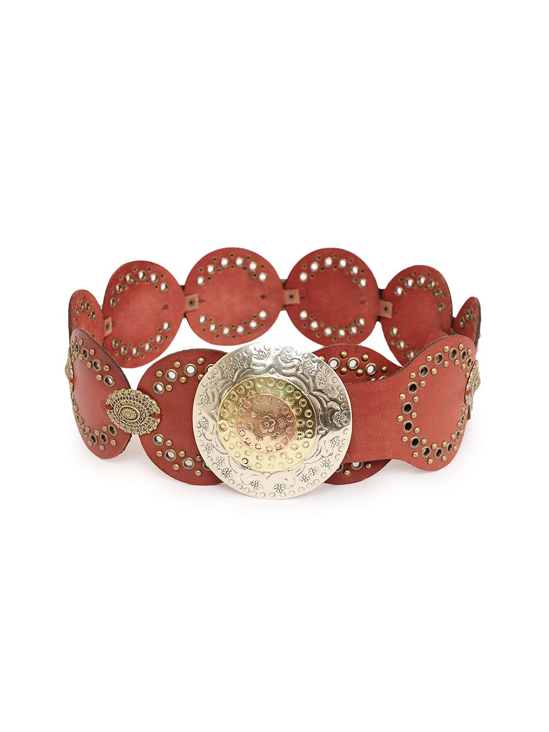 ART N VINTAGE Women Monarch Studded Embellished Leather Belt