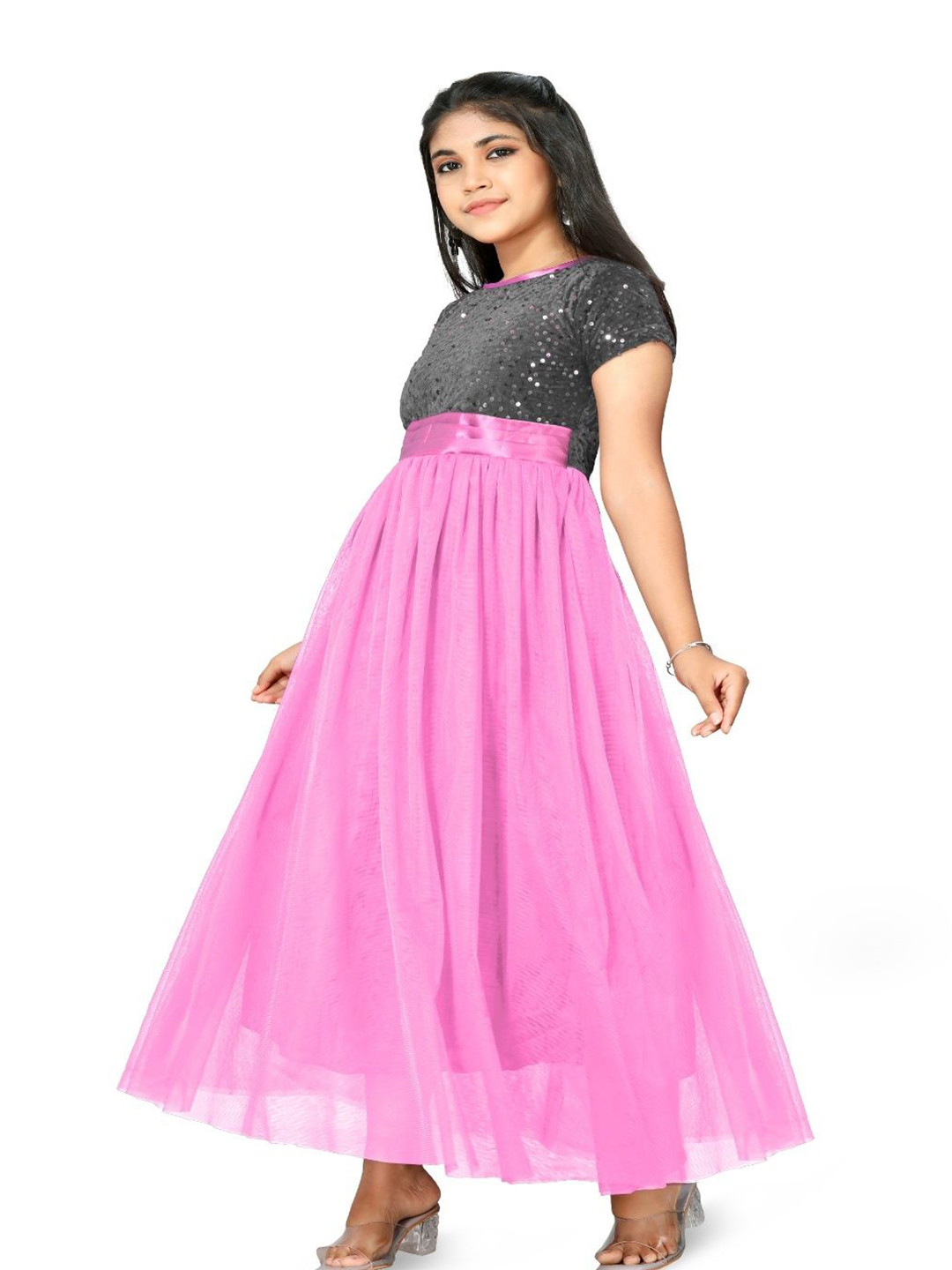 DP FABRICS KiaaN Girl Embellished Fit and Flare Maxi Dress