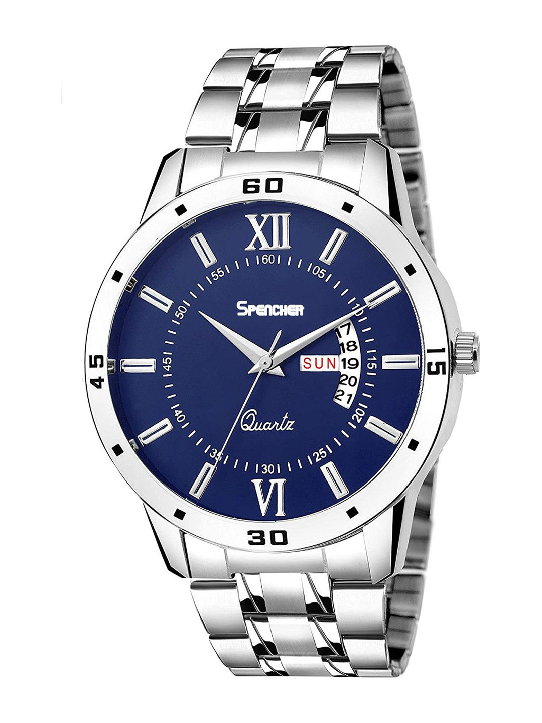 SPENCHER Men Brass Dial & Stainless Steel  Analogue Multi Function Watch SMW Blue DD