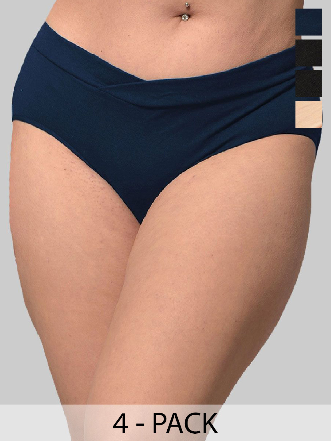 Inner Sense Plus Size Pack of 4 Anti Microbial V Band Maternity Briefs