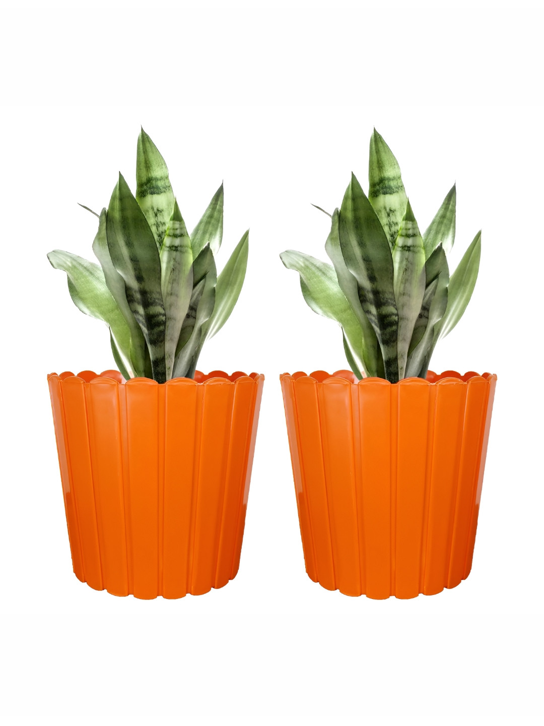 GARDEN'S NEED Orange 2 Pieces Textured Planters