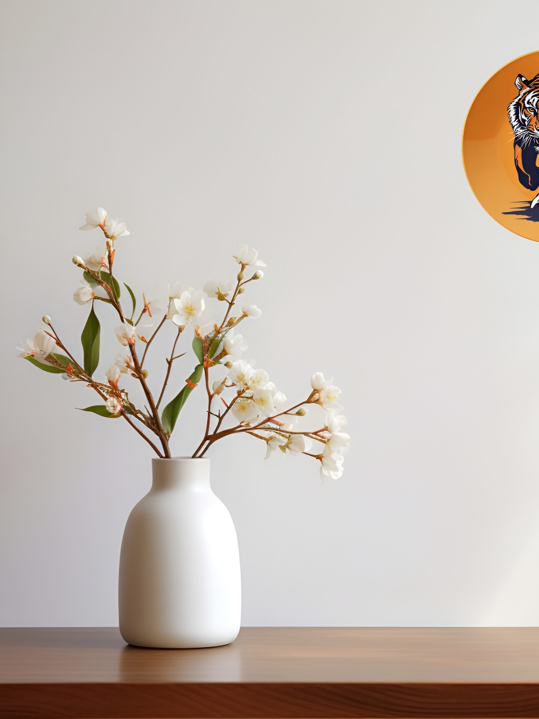 THE QUIRKY HOME Tiger Premium Crafted Ceramics Glossy Hanging Hall Wall Plates-10In