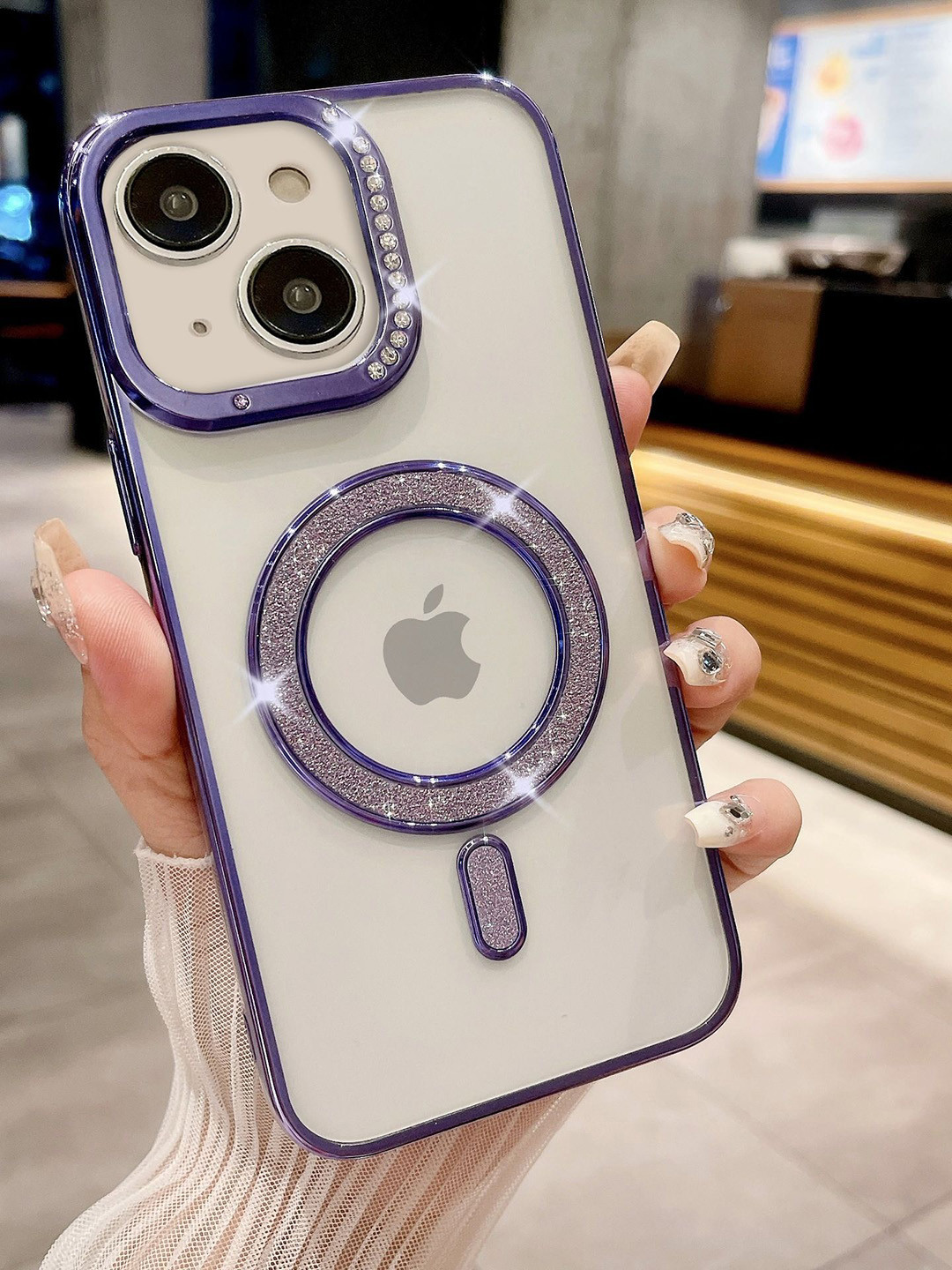 Luxury Kase iPhone 15 Back Cover With Shimmer MagSafe Ring