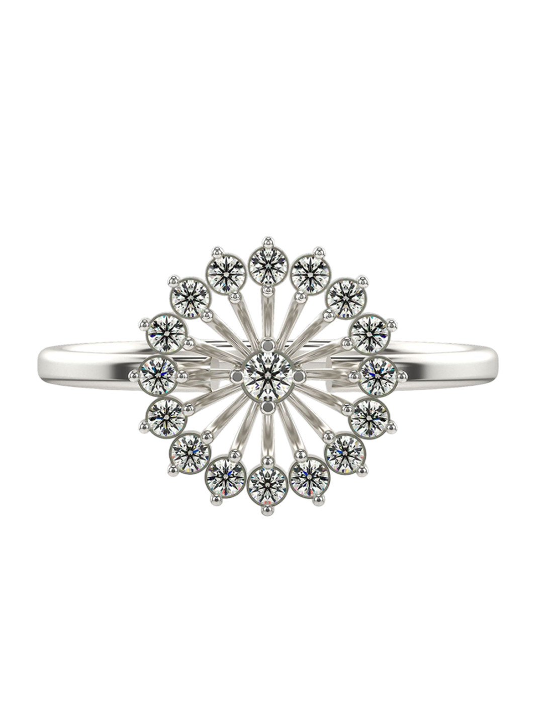 VALANOVA 925 Sterling Silver White Gold 18 Kt Diamond Studded Ring 1.57 gms