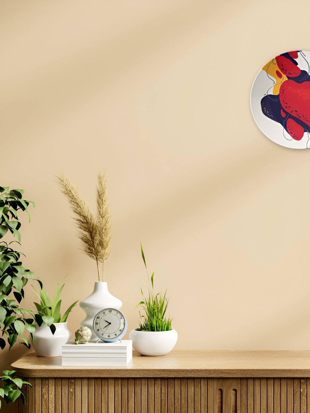 THE QUIRKY HOME Colorful Heart Shapes Crafted Ceramics Glossy Hall Wall Plates-10In