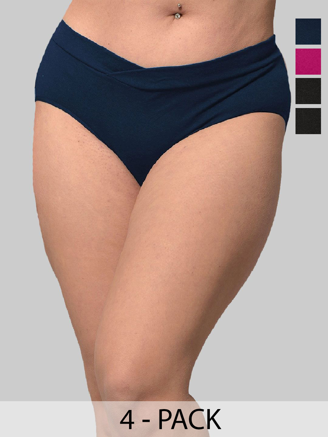 Inner Sense Plus Size Pack of 4 High-Rise Anti Microbial V Band Maternity Briefs