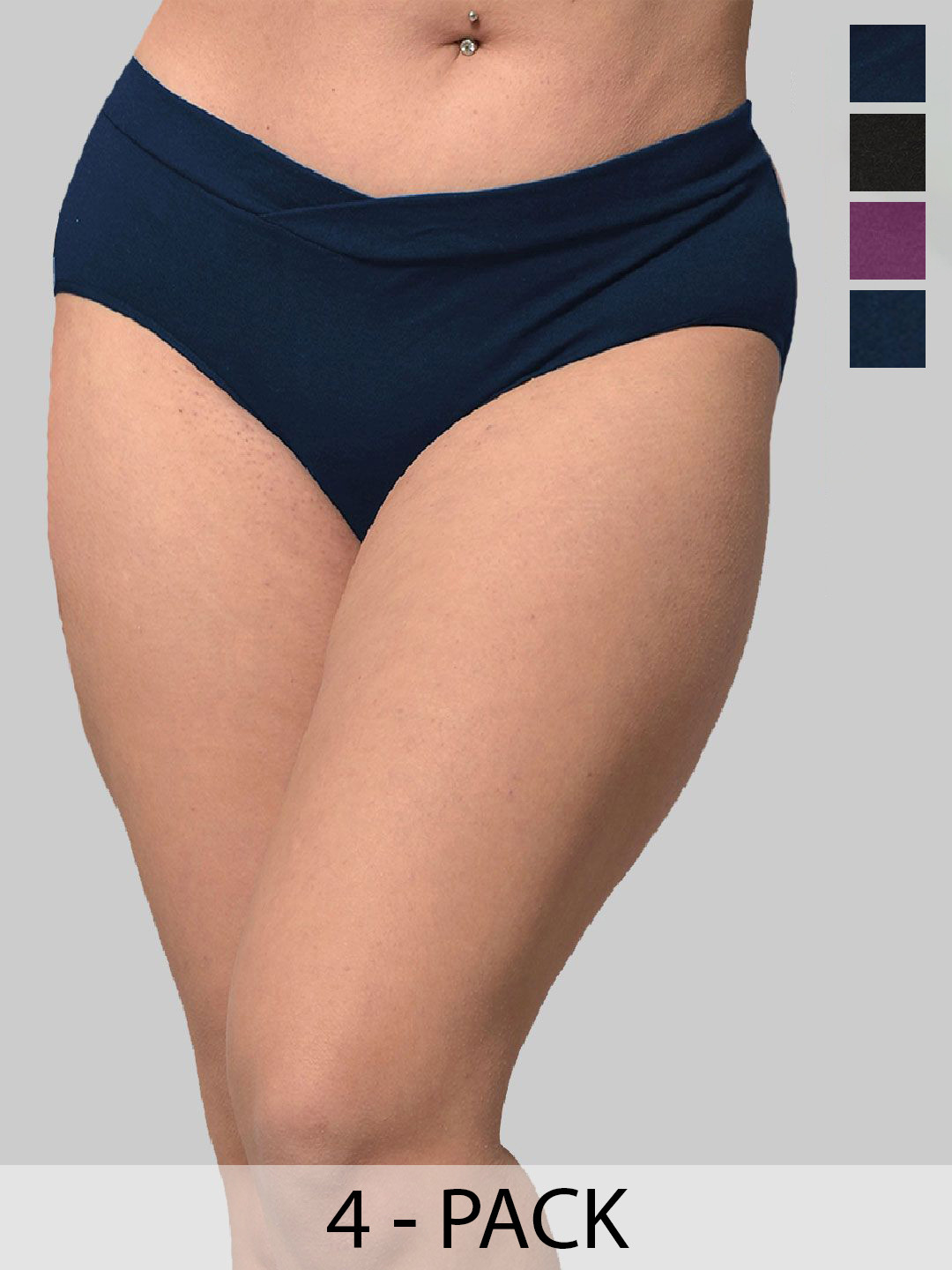 Inner Sense 4-Pcs Organic Cotton Maternity Briefs IMP102-Navy Blue_Black_2Deep Purple
